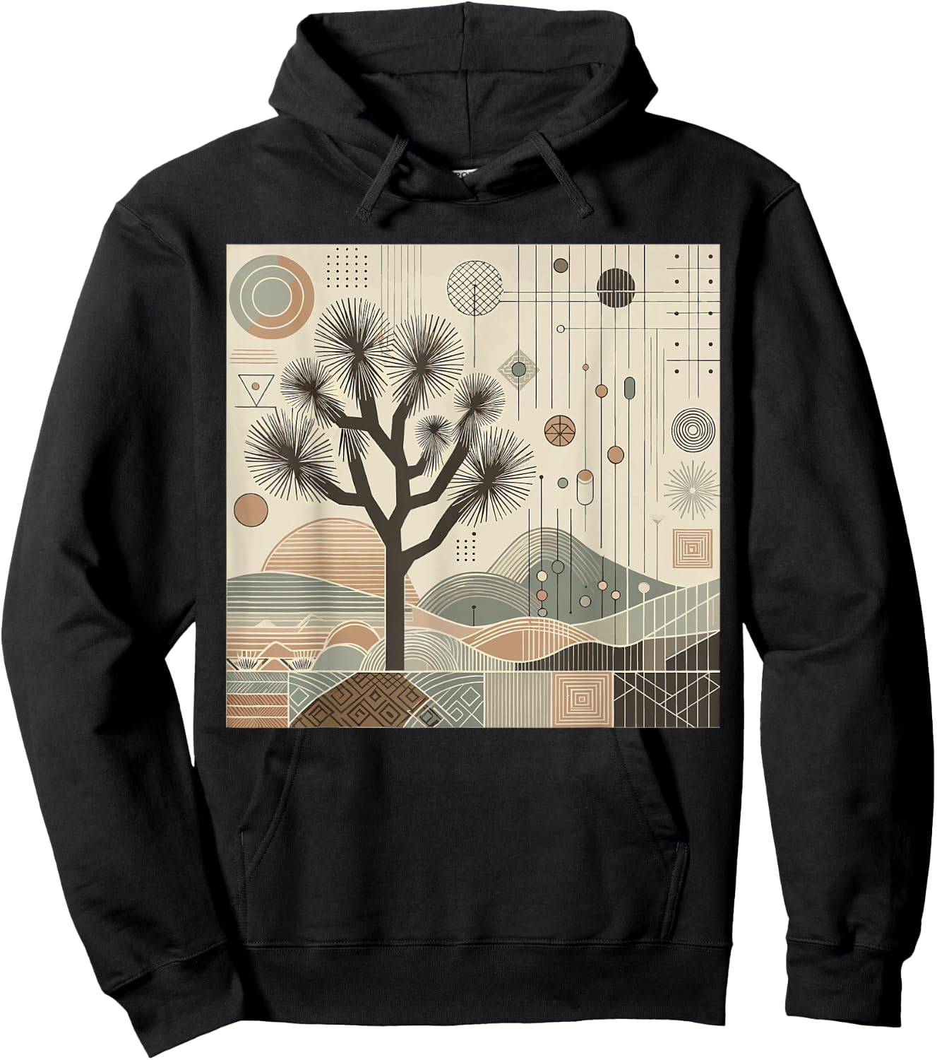 Joshua Tree National Park Line Art Vintage Hiking Camping Hoodie - Hoodie | Black