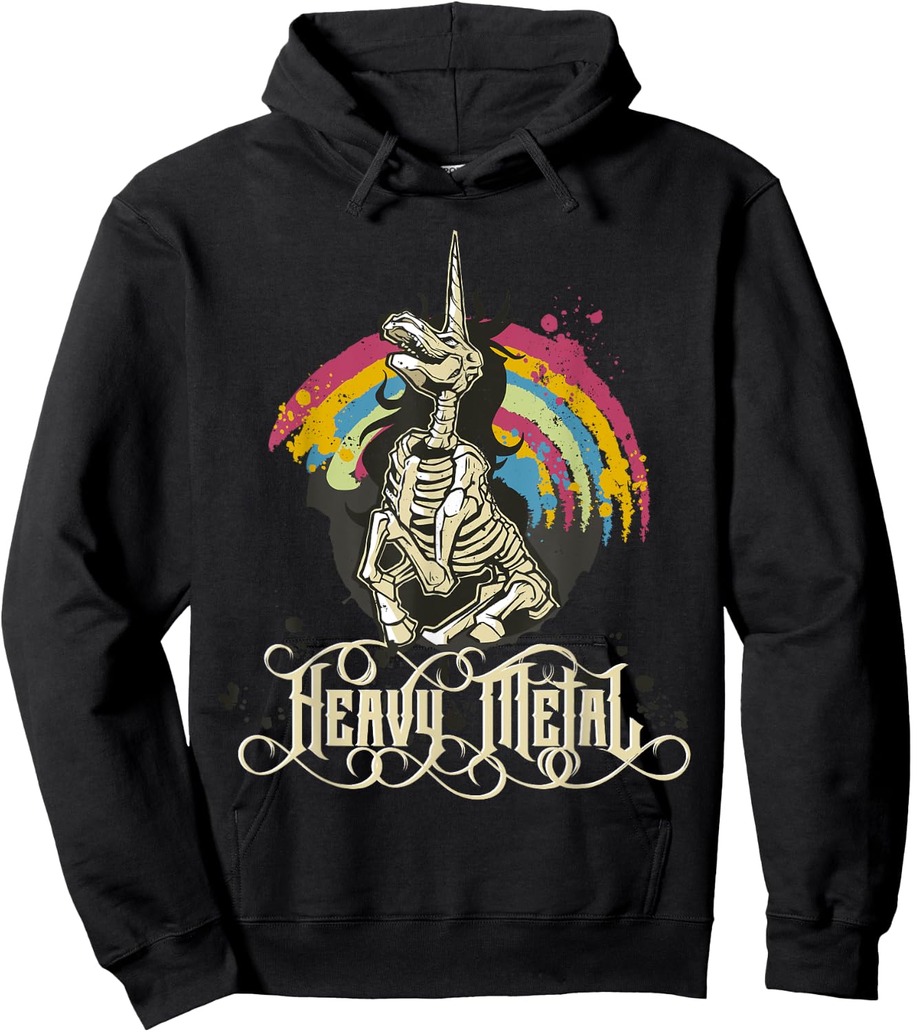 Heavy Metal Funny Skull Unicorn Hoodie - Hoodie | Black