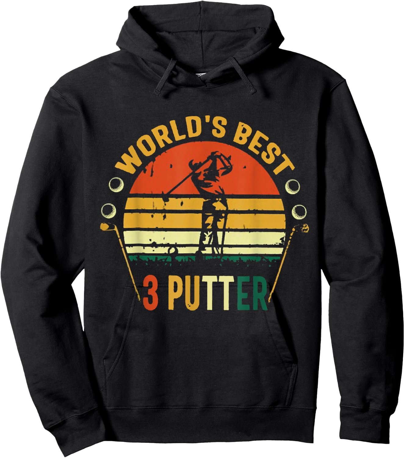World's Best 3 Putter Golf Vintage Hoodie - Hoodie | Black