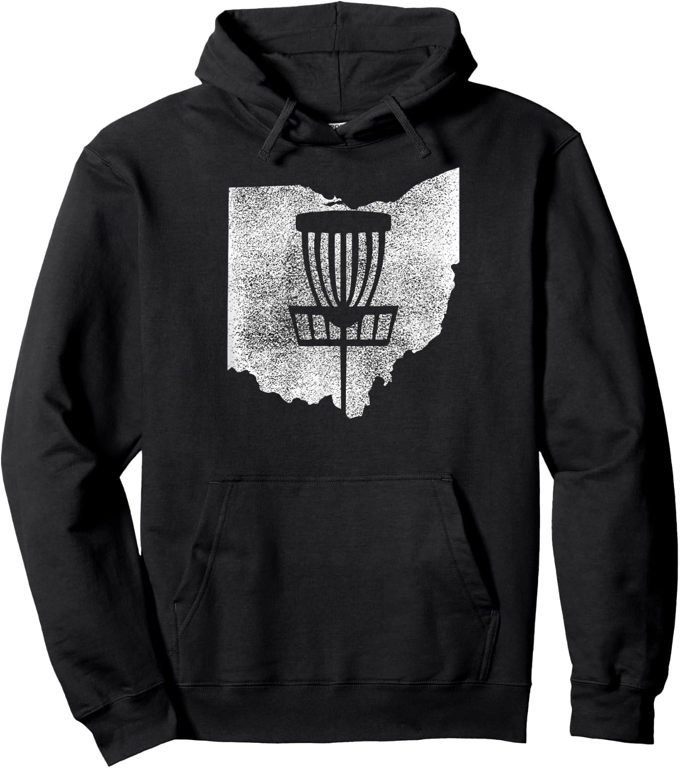 Ohio Disc Golf State with Basket Distressed Graphic Hoodie - Hoodie | Black