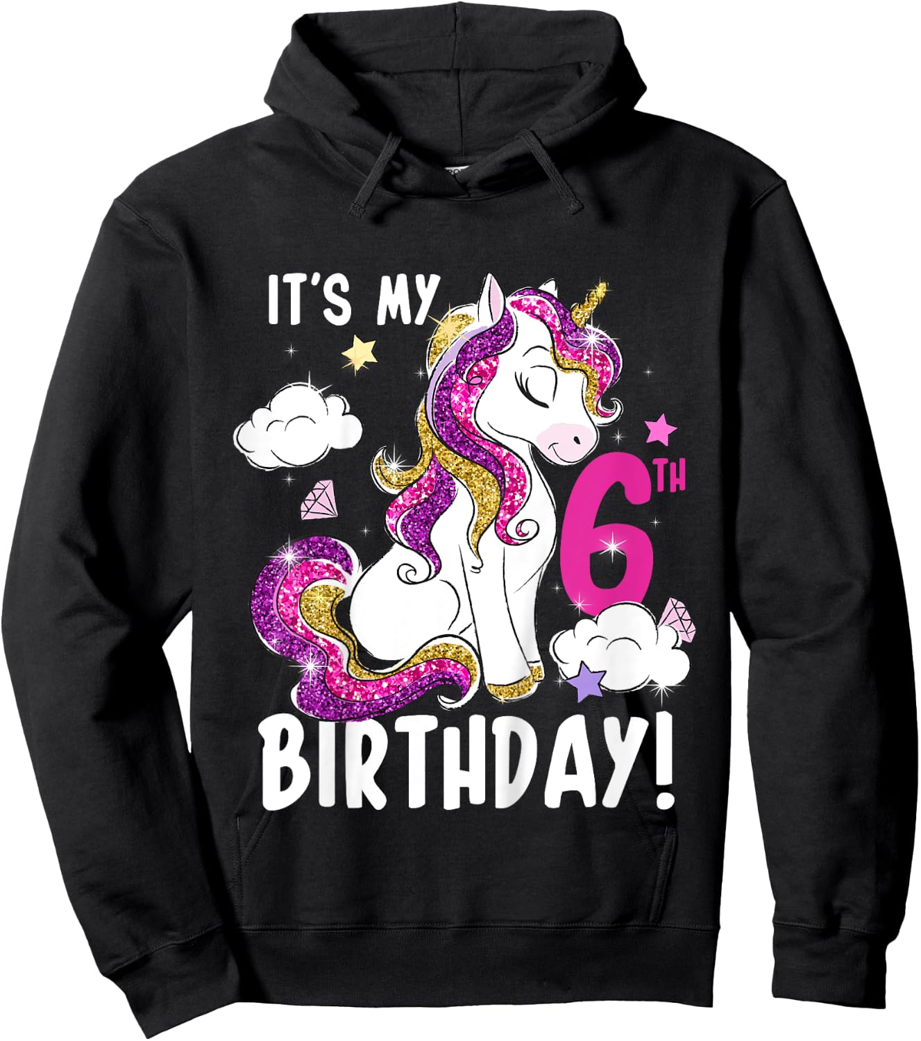 It's My 6th Birthday Unicorn Hoodie - Hoodie | Black