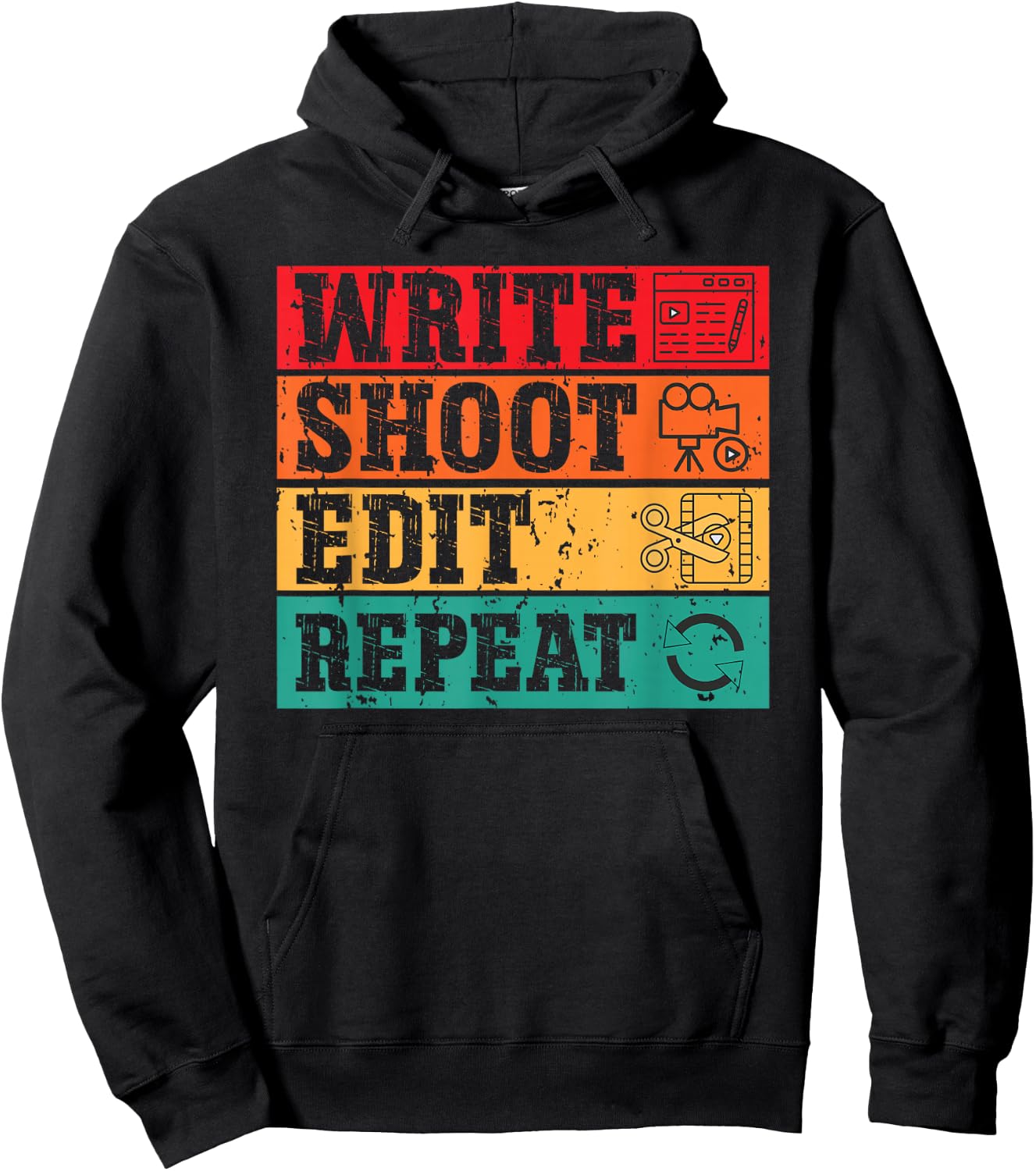 Write Shoot Edit Repeat Funny Film maker Movies Videographer Hoodie - Hoodie | Black