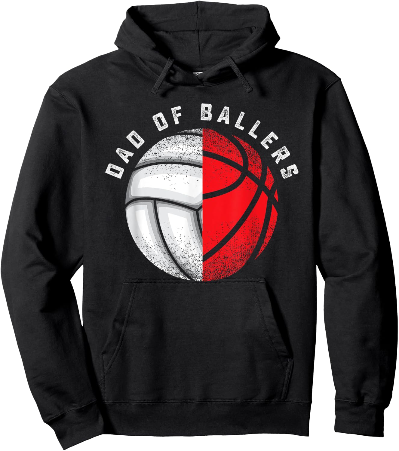 Dad Ballers Funny Volleyball Basketball Gift Son Daughter Hoodie - Hoodie | Black