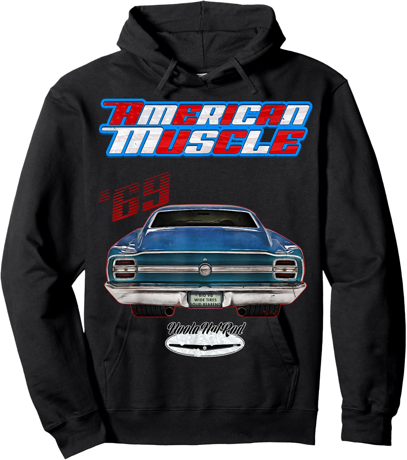 Hoola Hotrod 1969 Torino Hot Rod Muscle Car Pony Car Adult Black Cotton Polyester Small Classic Fit Pull On Short Sleeve Hoodie - Hoodie | Black