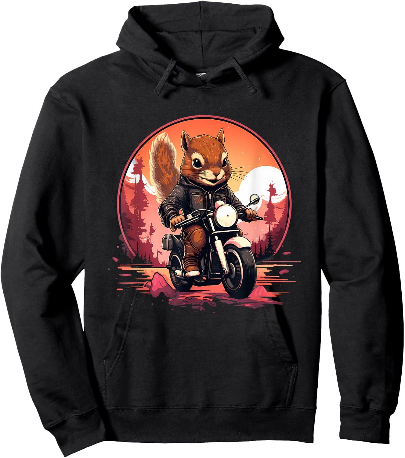 Biker Squirrel Riding Motorcycle Hoodie - Hoodie | Black
