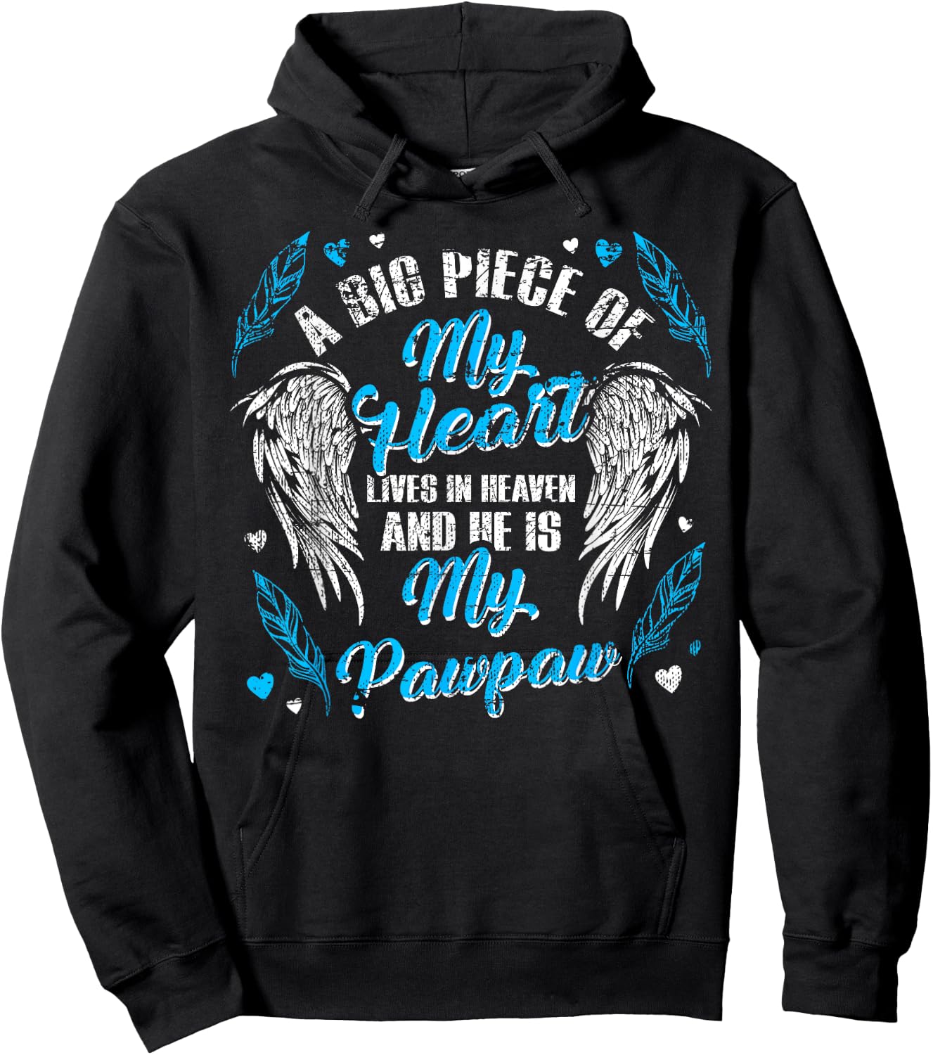 My Pawpaw Lives In Heaven Memorial Blue Angel Hoodie - Hoodie | Black