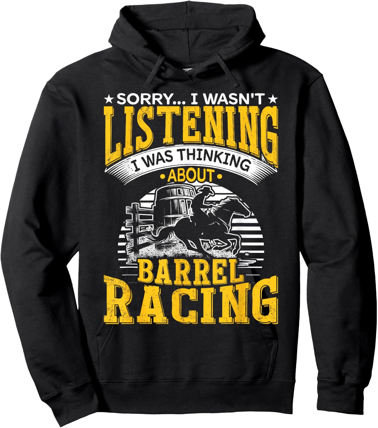 Thinking About Barrel Racing Horse Racing Barrel Racer Hoodie - Hoodie | Black