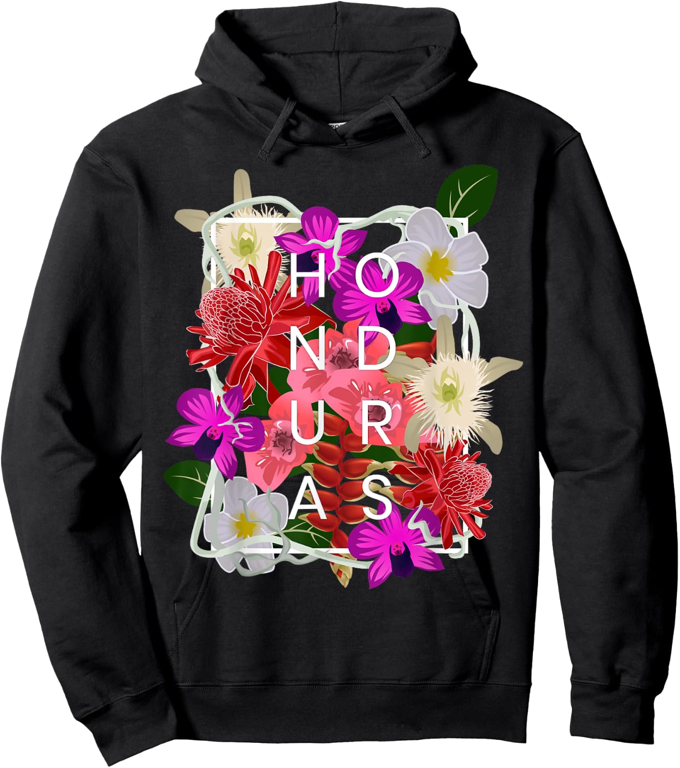 Flowers of Honduras Word Art - Honduran Pride Hoodie - Hoodie | Black