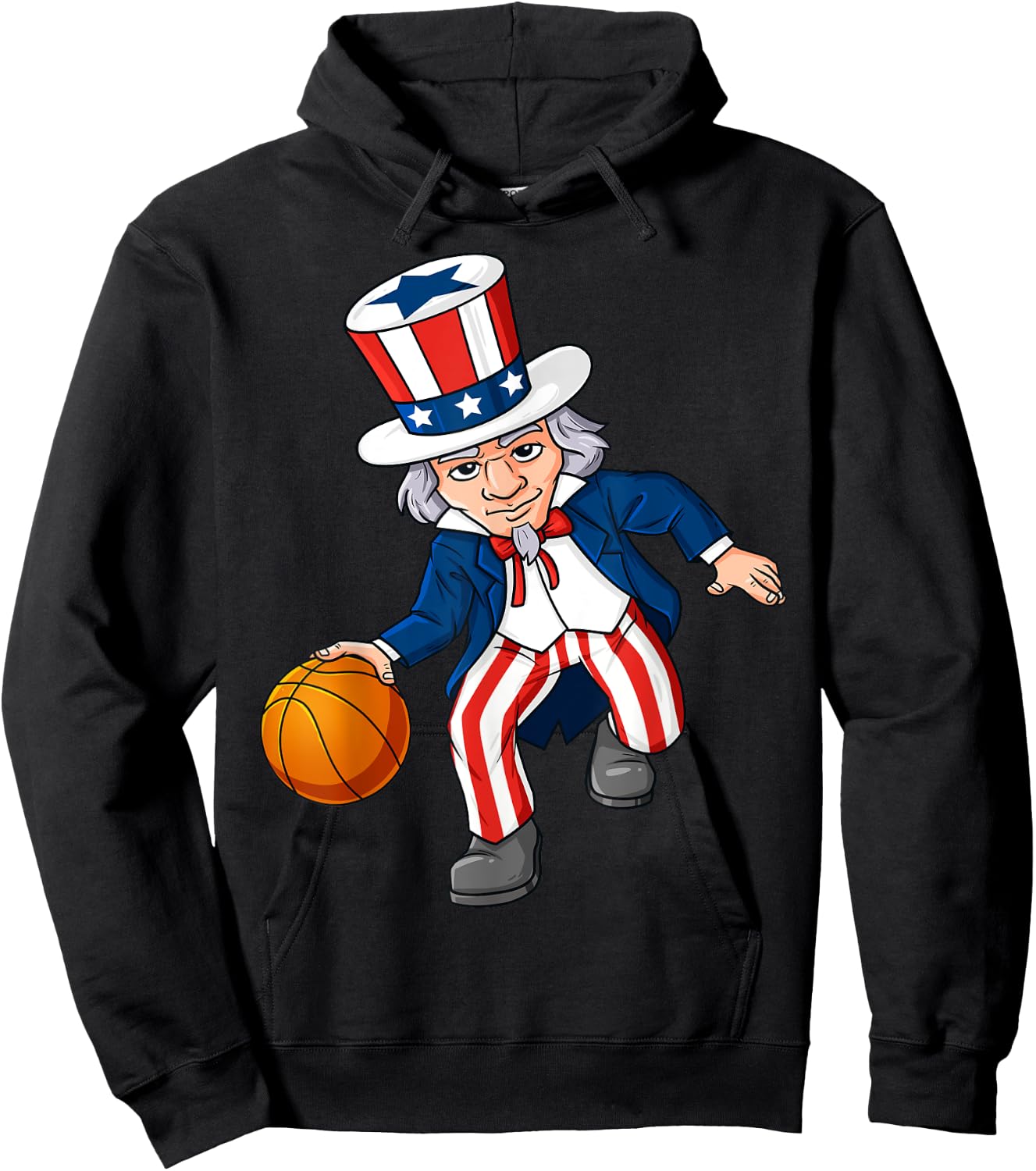 Basketball Uncle Sam 4th Of July Boys Kids Teens Dribble Hoodie - Hoodie | Black