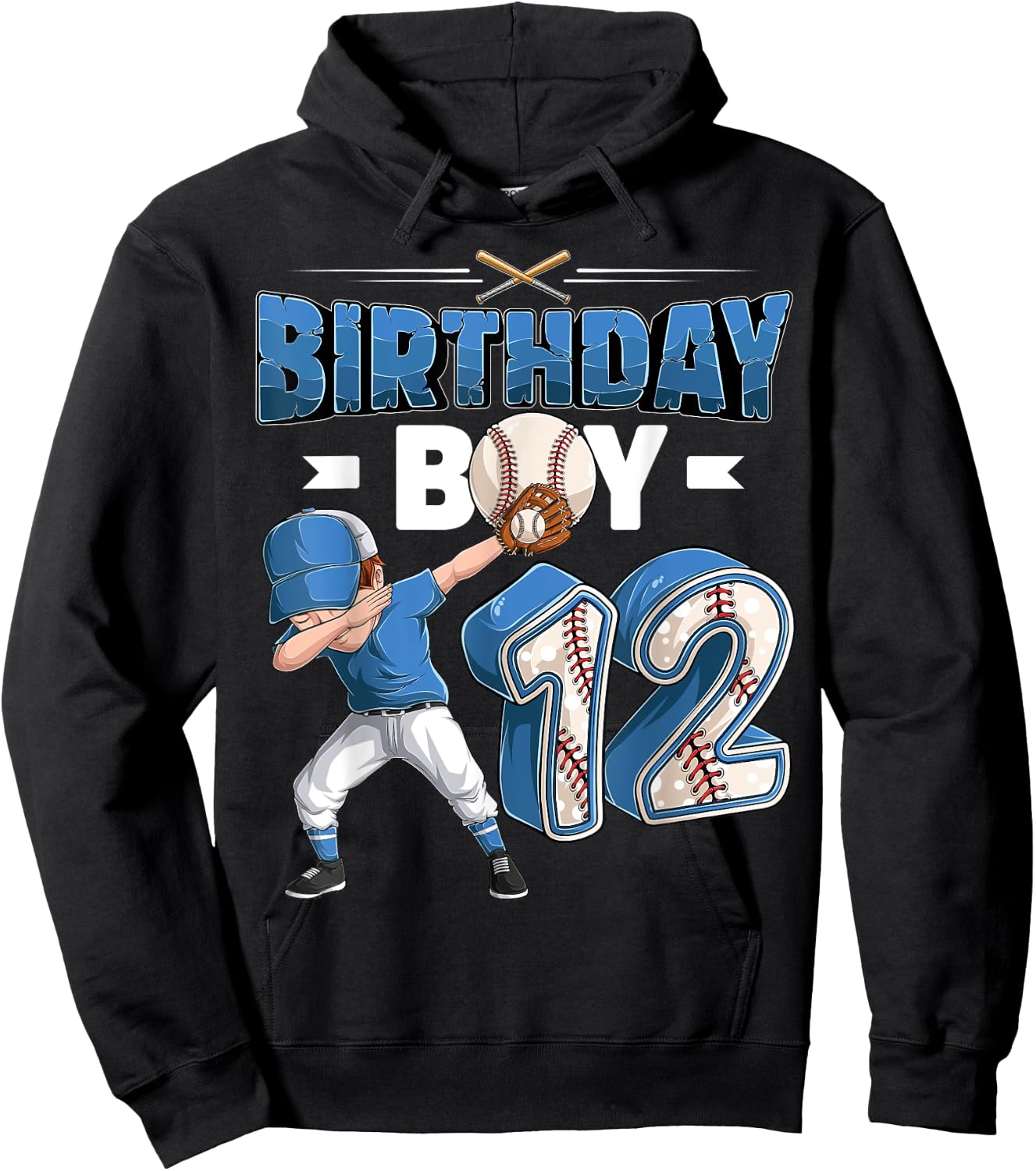 dabbing boy 12 year old Baseball Player 12th birthday party Hoodie - Hoodie | Black