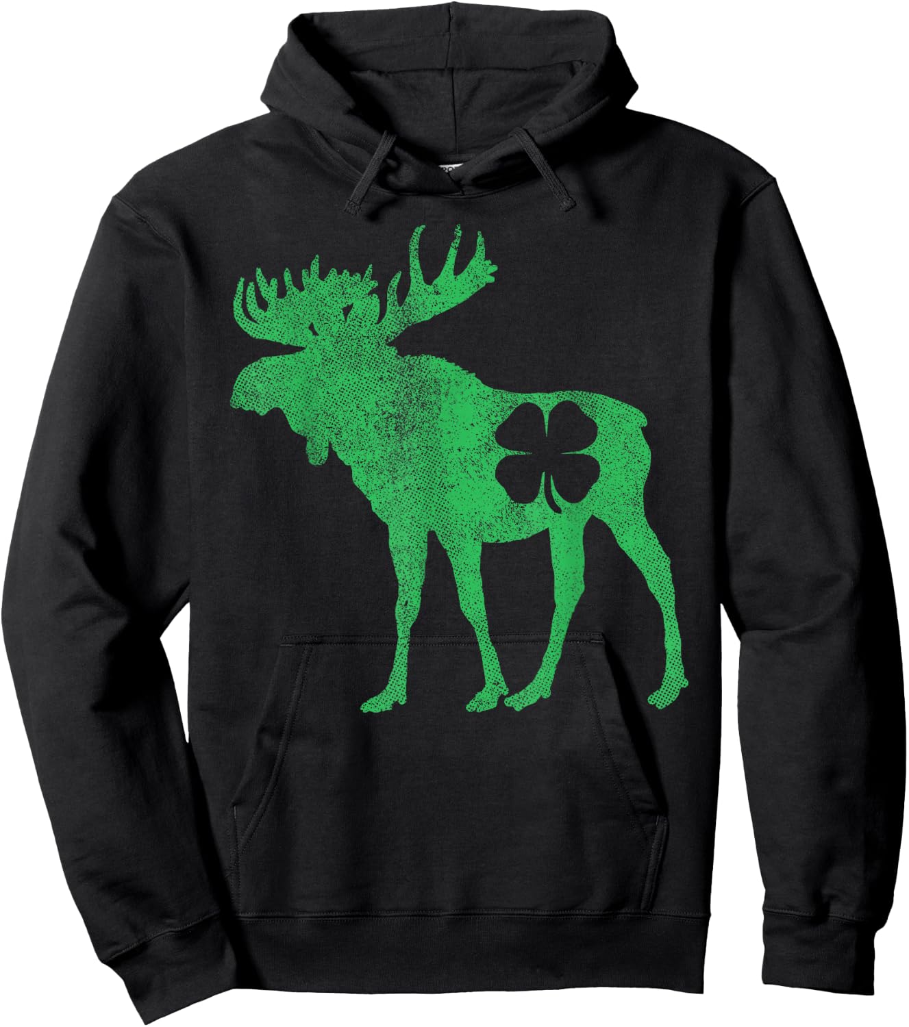 St Patrick's Day Moose Irish Shamrock Saint Paddy's Hoodie - Hoodie | Black