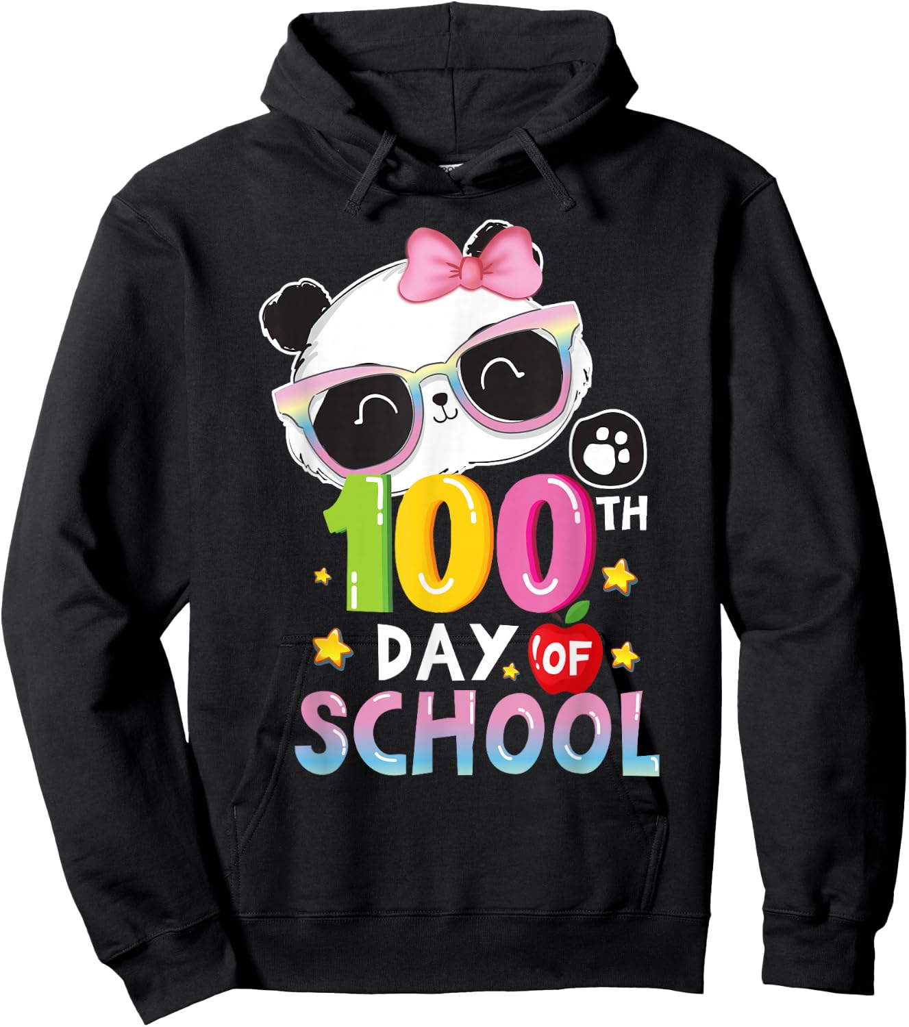 100th Day Of School Panda Virtual Learning Teacher Boy Girls Hoodie - Hoodie | Black