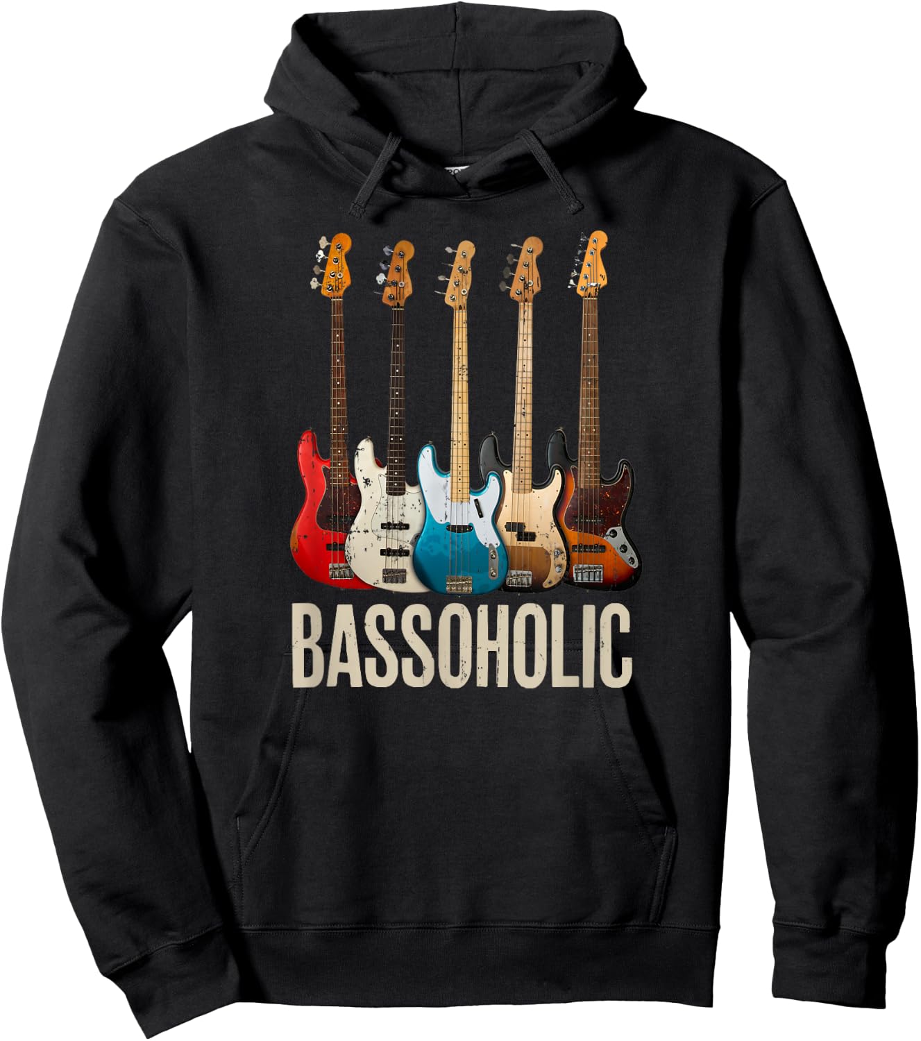 Bassoholic Gift Collector Bass Guitar Player Bassist Hoodie - Hoodie | Black