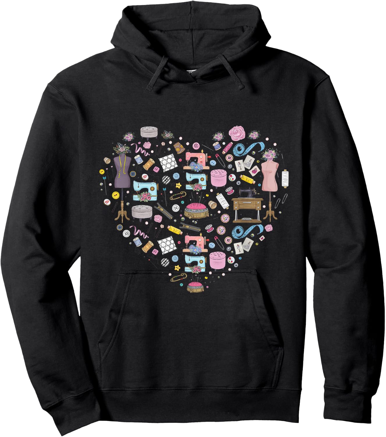 Sewing Quilting Machine Quilters Gift Sewing Lover Heart Hoodie - Hoodie | Black