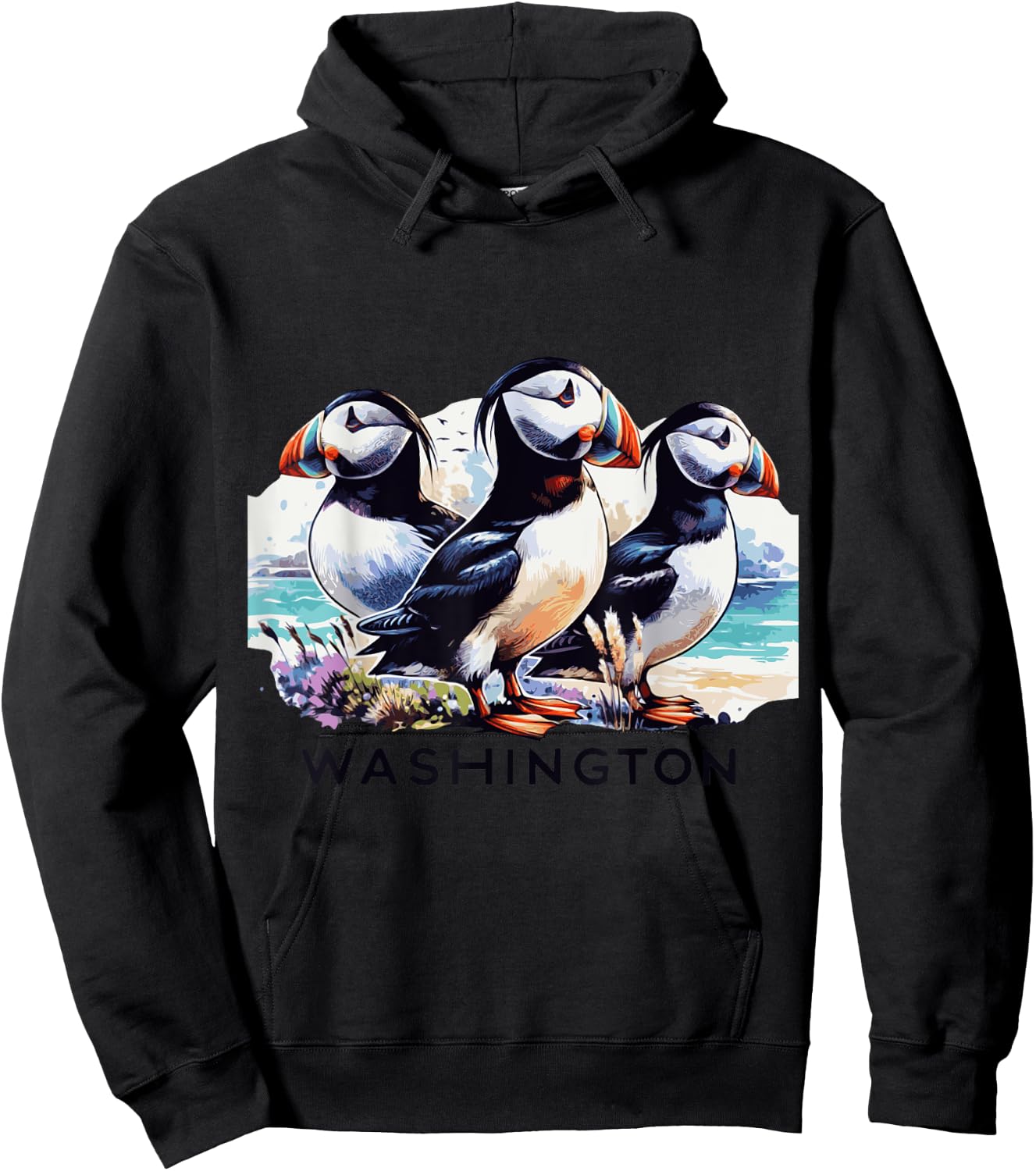 Puffins Tufted Washington State Birds adorable Hoodie - Hoodie | Black