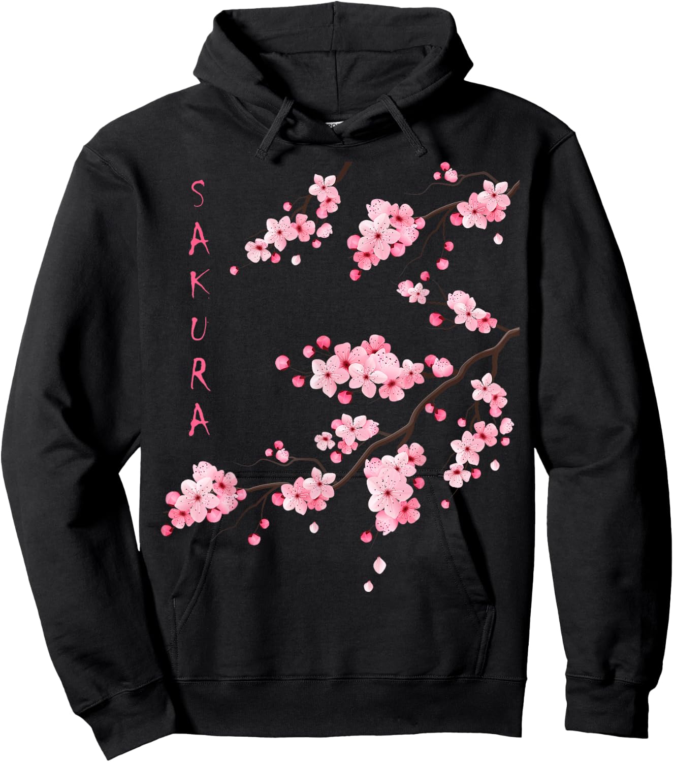 Vintage Sakura Cherry Blossom Japanese Graphical Art Hoodie - Hoodie | Black