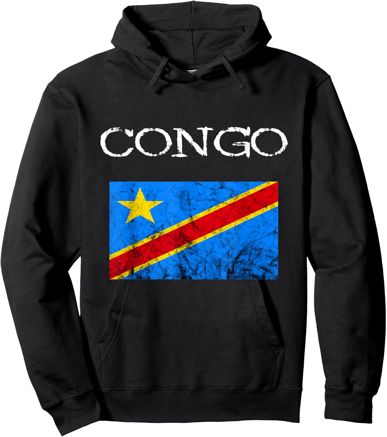 Coole Afrika Kongo Flagge Kongolese Congo Democratic Republic of Congo , Black, Small, -Adults, Short Sleeve, , Casual, Flag Hoodie - Hoodie | Black