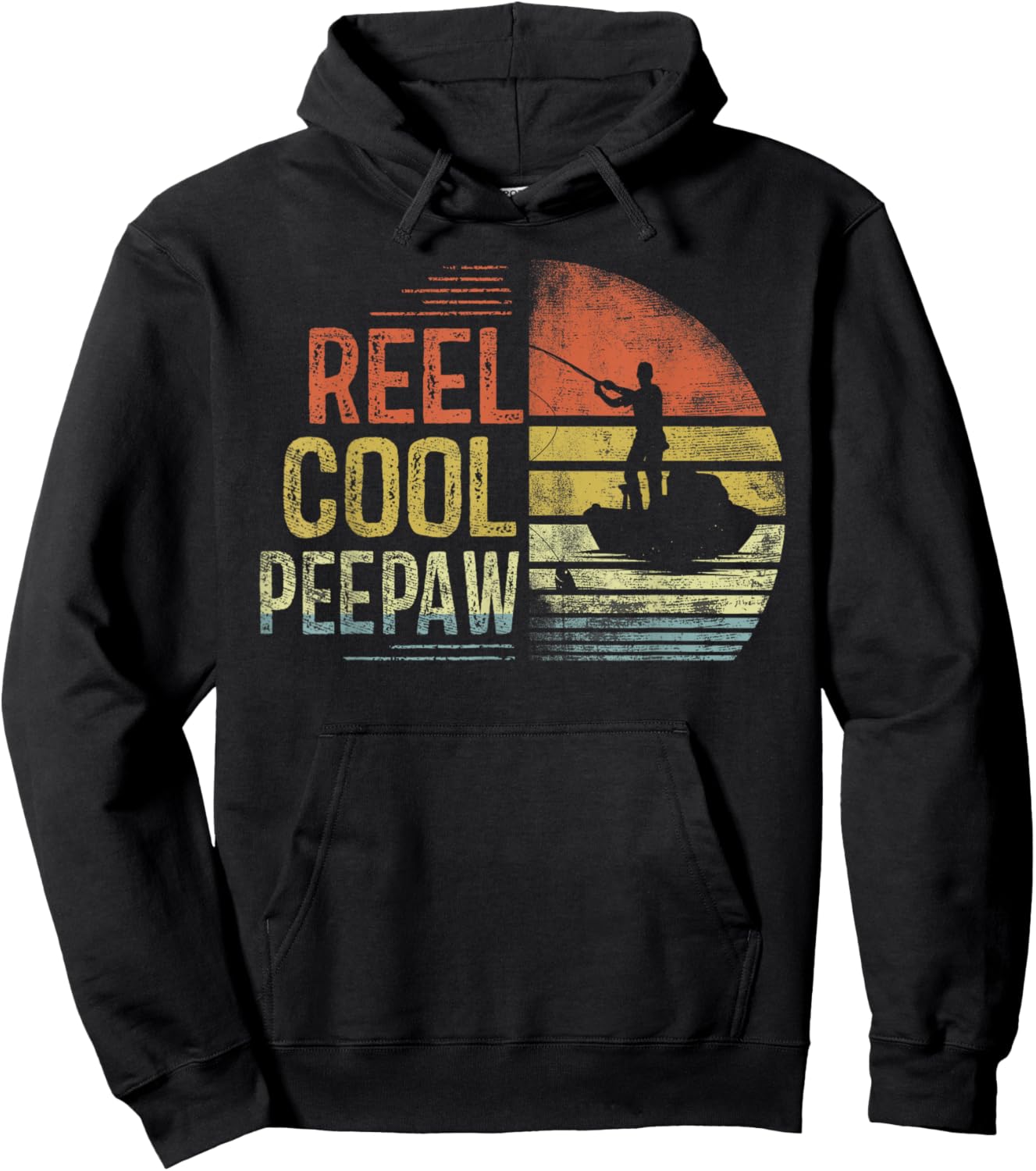 Reel Cool Peepaw Fishing Gifts Peepaw Birthday Vintage Hoodie - Hoodie | Black