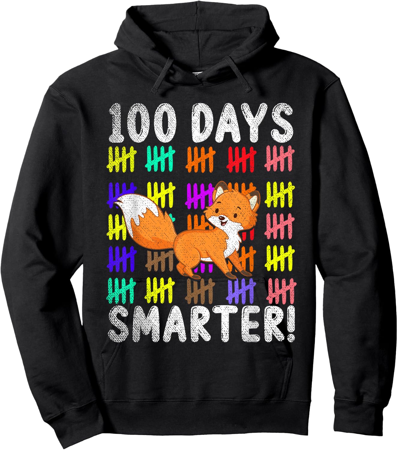 100 Days Smarter Cute Animal Fox 100 Days Of School Hoodie - Hoodie | Black