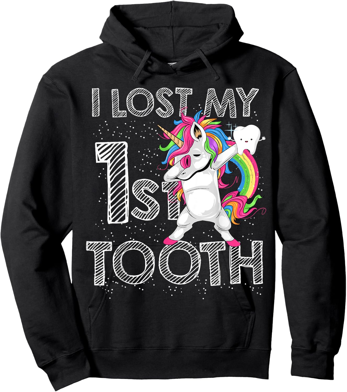 I Lost My First Tooth Baby Tooth Fairy Unicorn Dabbing Hoodie - Hoodie | Black