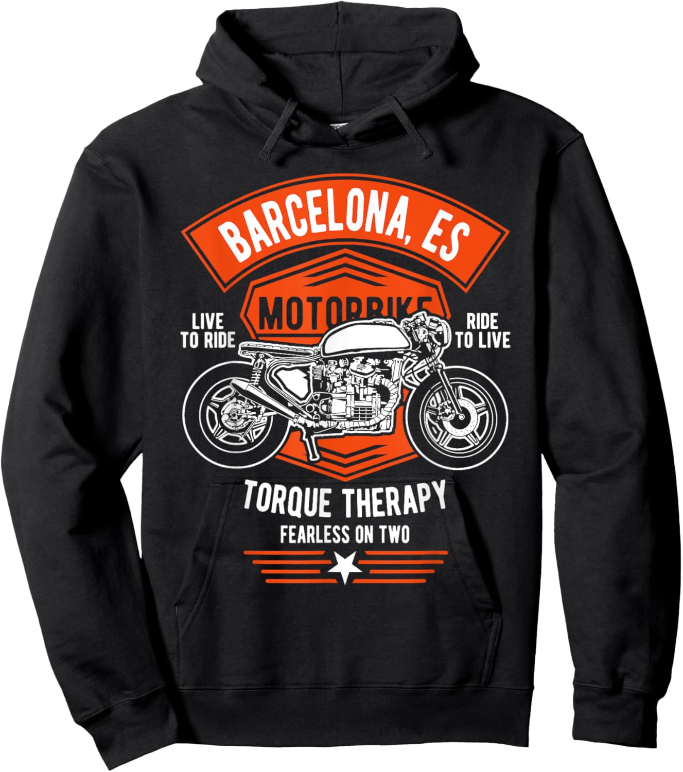 Barcelona ES España Spain Retro Motorcycle Design Hoodie - Hoodie | Black