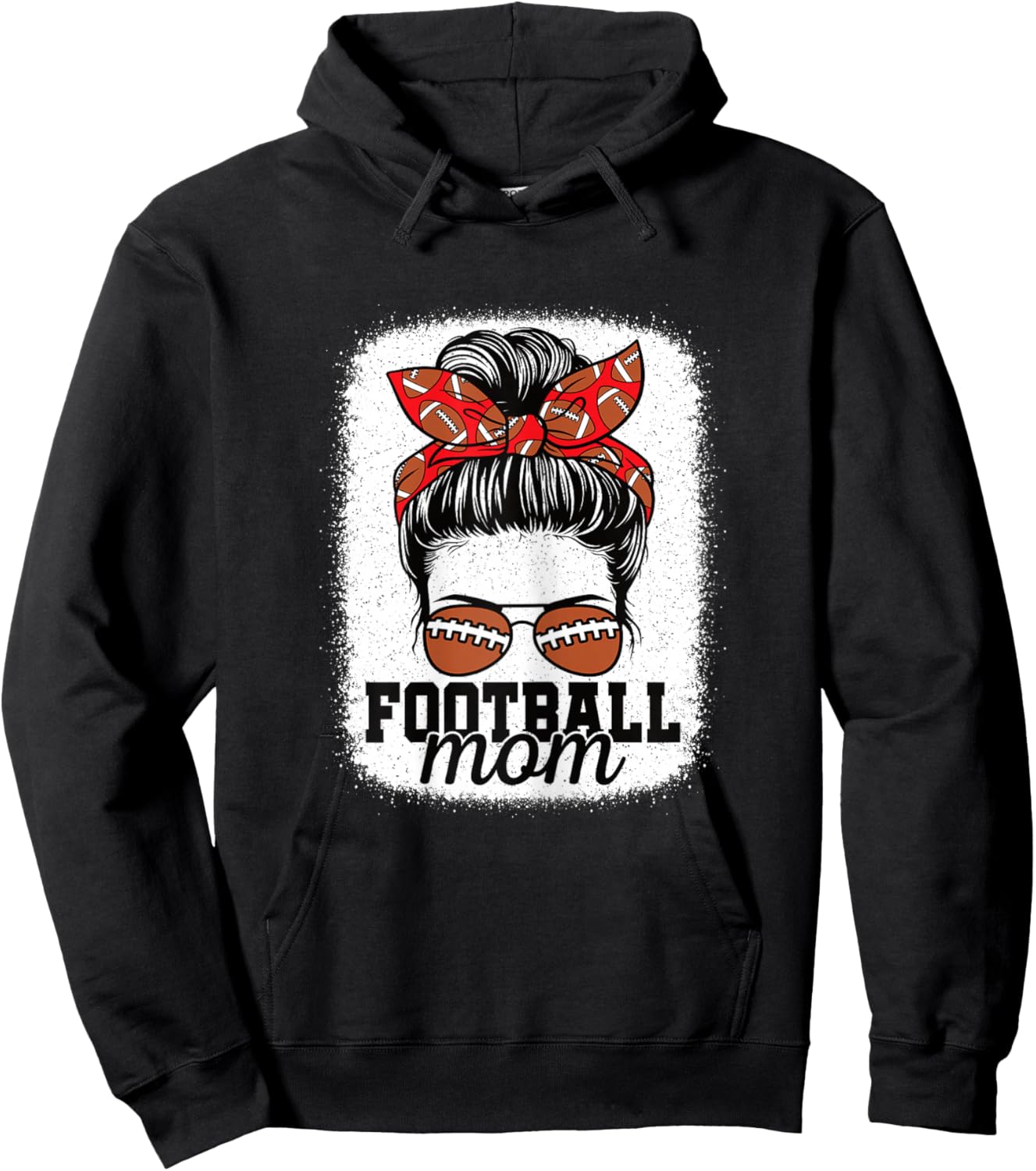 Cute Football Mom Messy Bun American Football Player Women Hoodie - Hoodie | Black