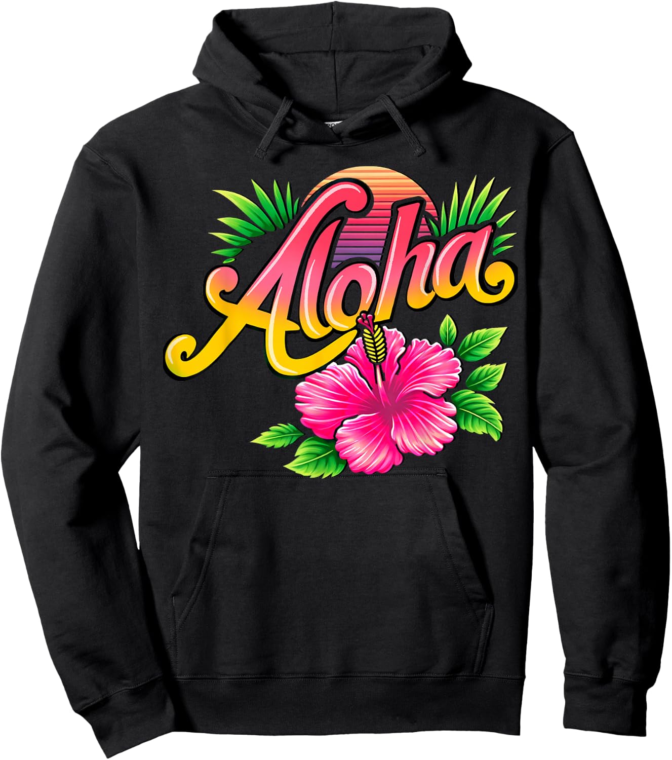 Aloha Hibiscus Flower - Hawaiian Flower Essence Hoodie - Hoodie | Black