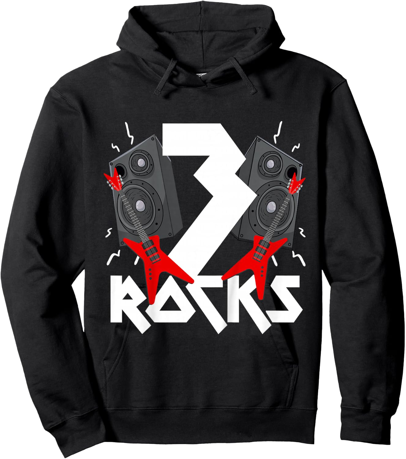 3 Rocks Birthday Party 3 Year Old Rock N Roll Star 3rd Gift Hoodie - Hoodie | Black