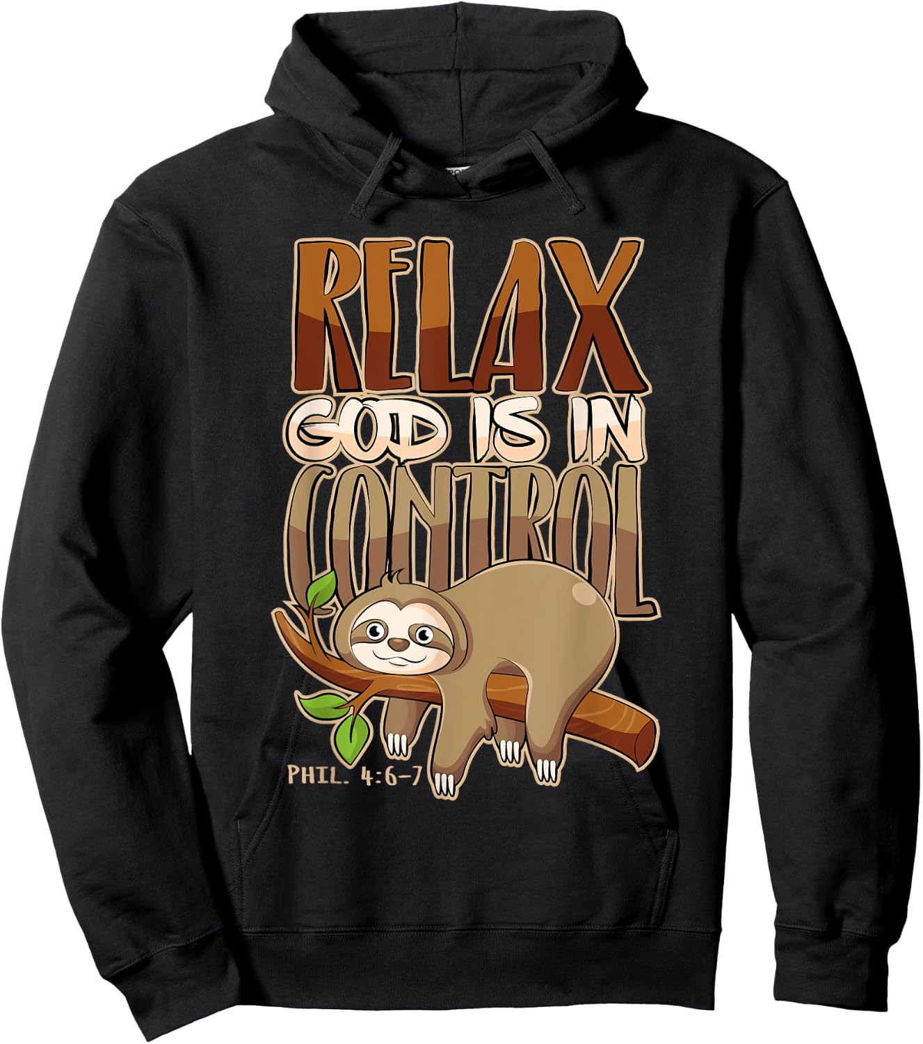 Jesus Merch & Co. Relax, God Has Everything Under Control Christian Animal - Black, Small, -Adults, Short Sleeve, , Classic Fit, Cotton 60% Polyester 40% Hoodie - Hoodie | Black