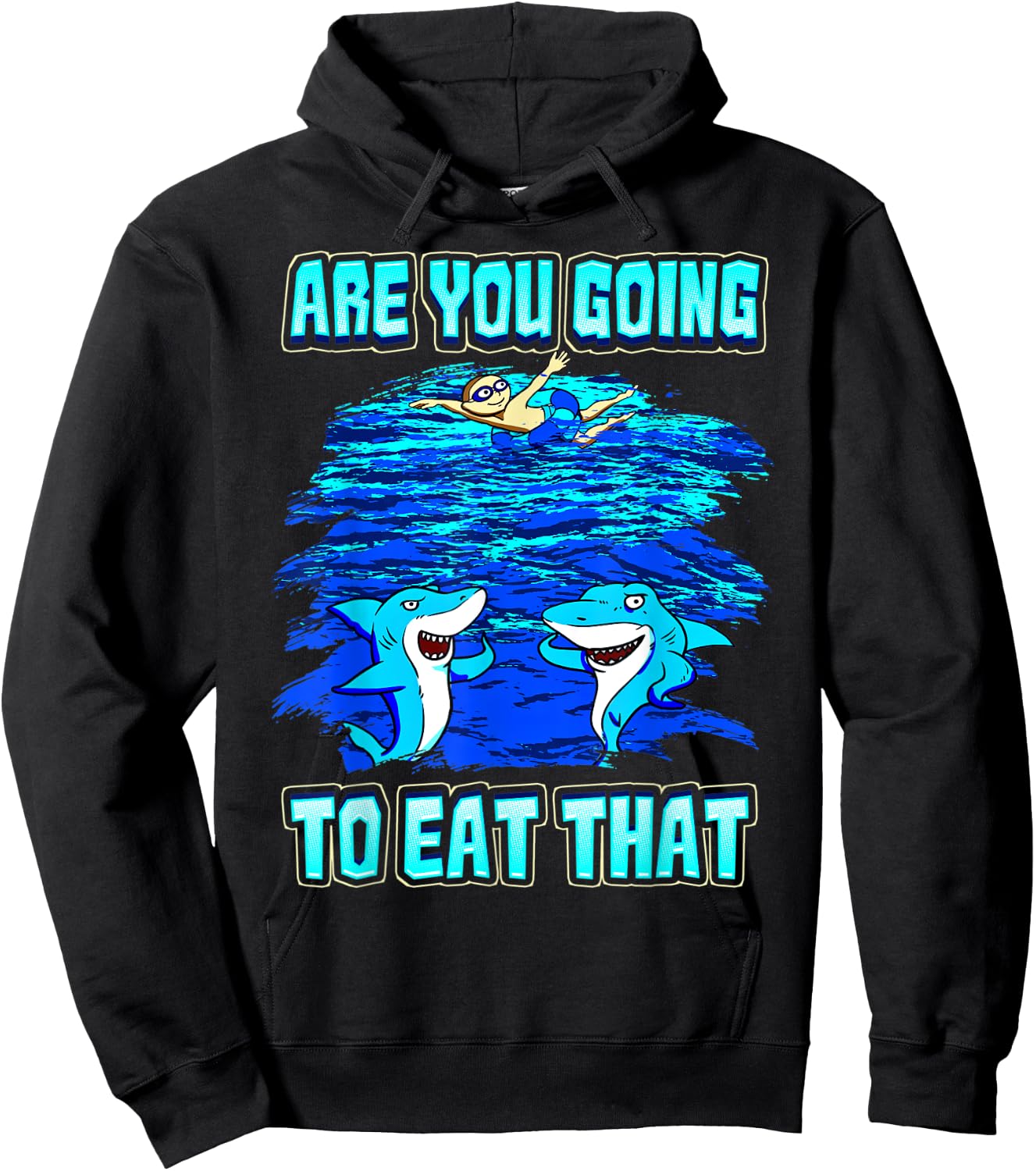 Shark Humor Ocean Swimmers Beware Funny Shark Hoodie - Hoodie | Black