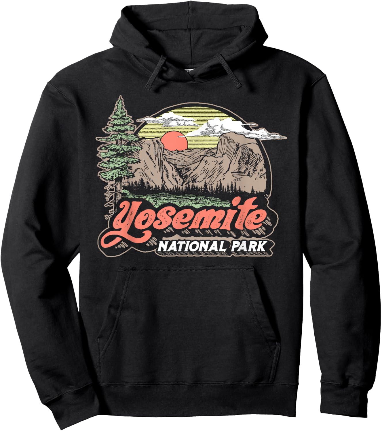 Vintage Yosemite National Park Retro Style Eighties 80s Hoodie - Hoodie | Black