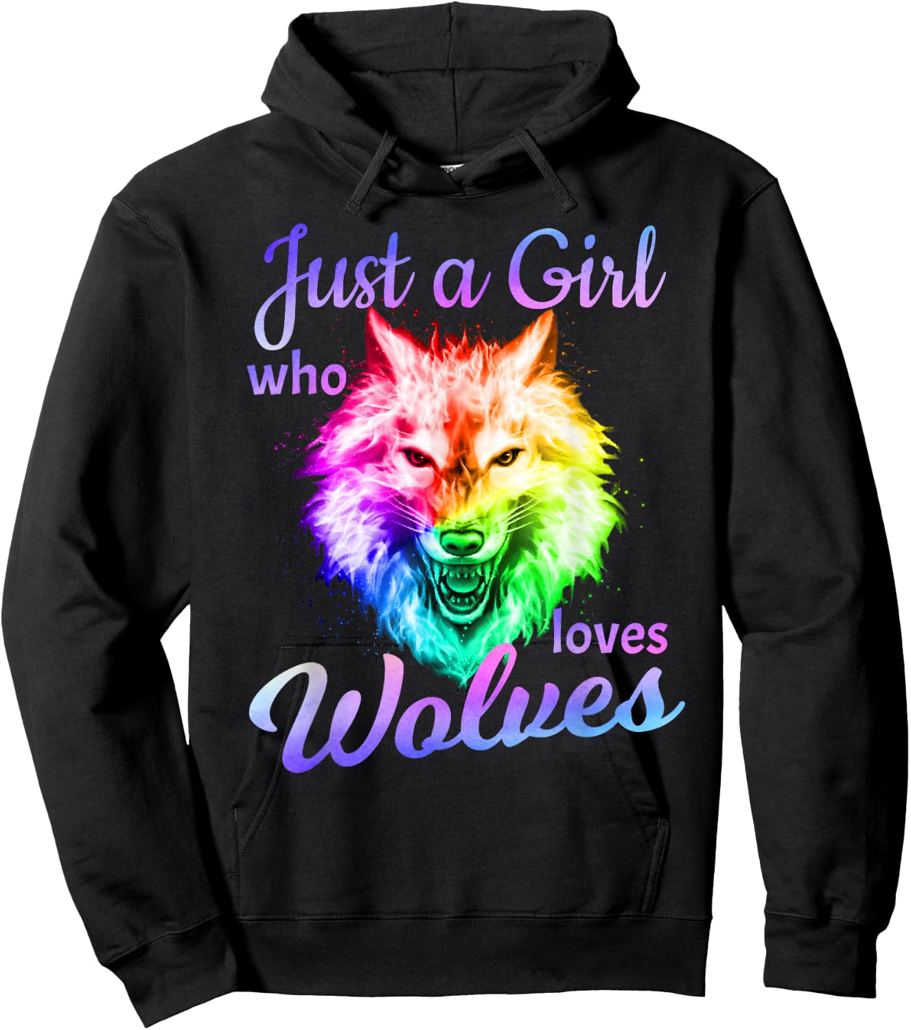 Just a Girl Who Loves wolves - Moon Wolf Shirt Girls Women Hoodie - Hoodie | Black