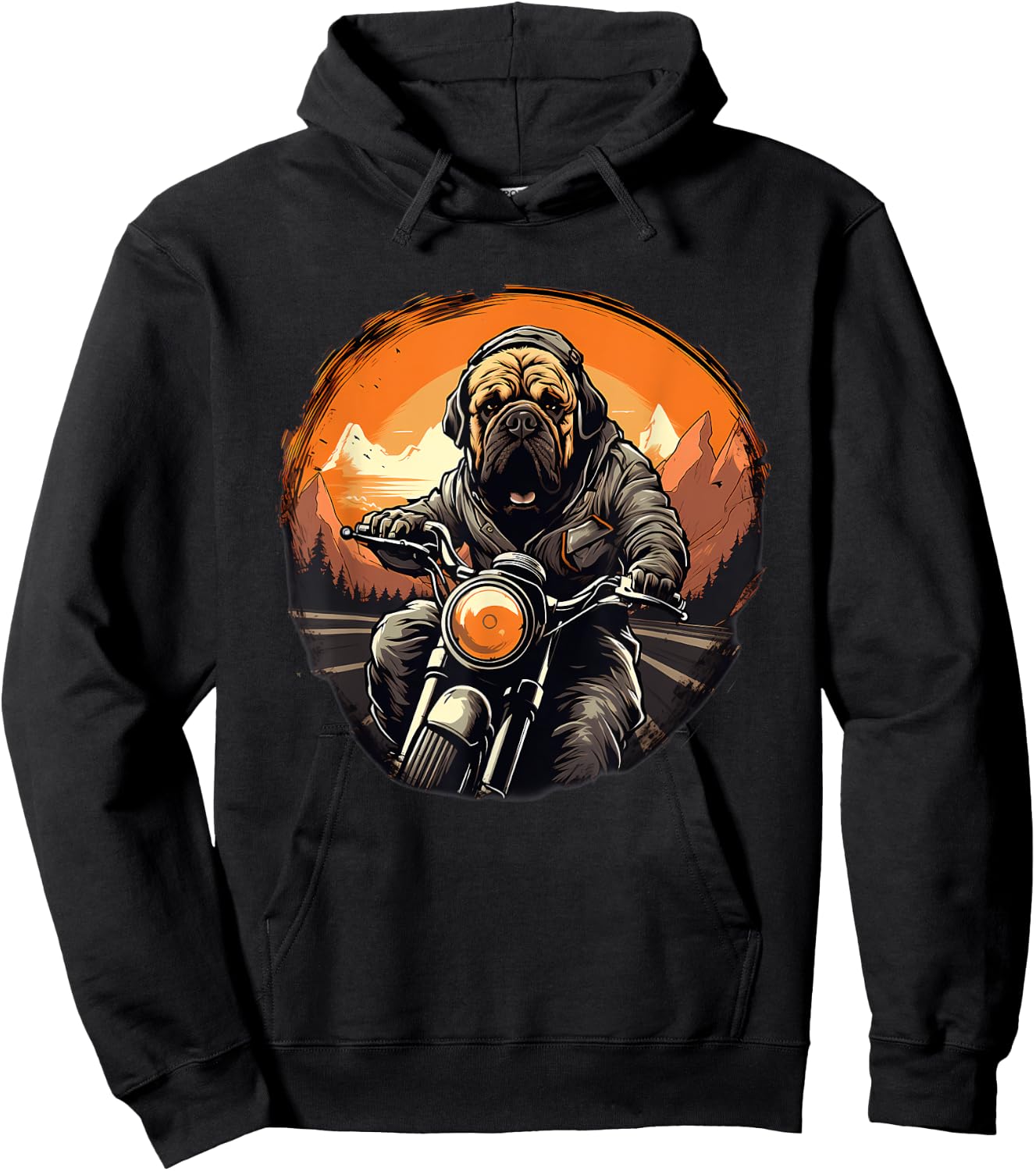 Biker English Mastiff Dog Riding Motorcycle Hoodie - Hoodie | Black