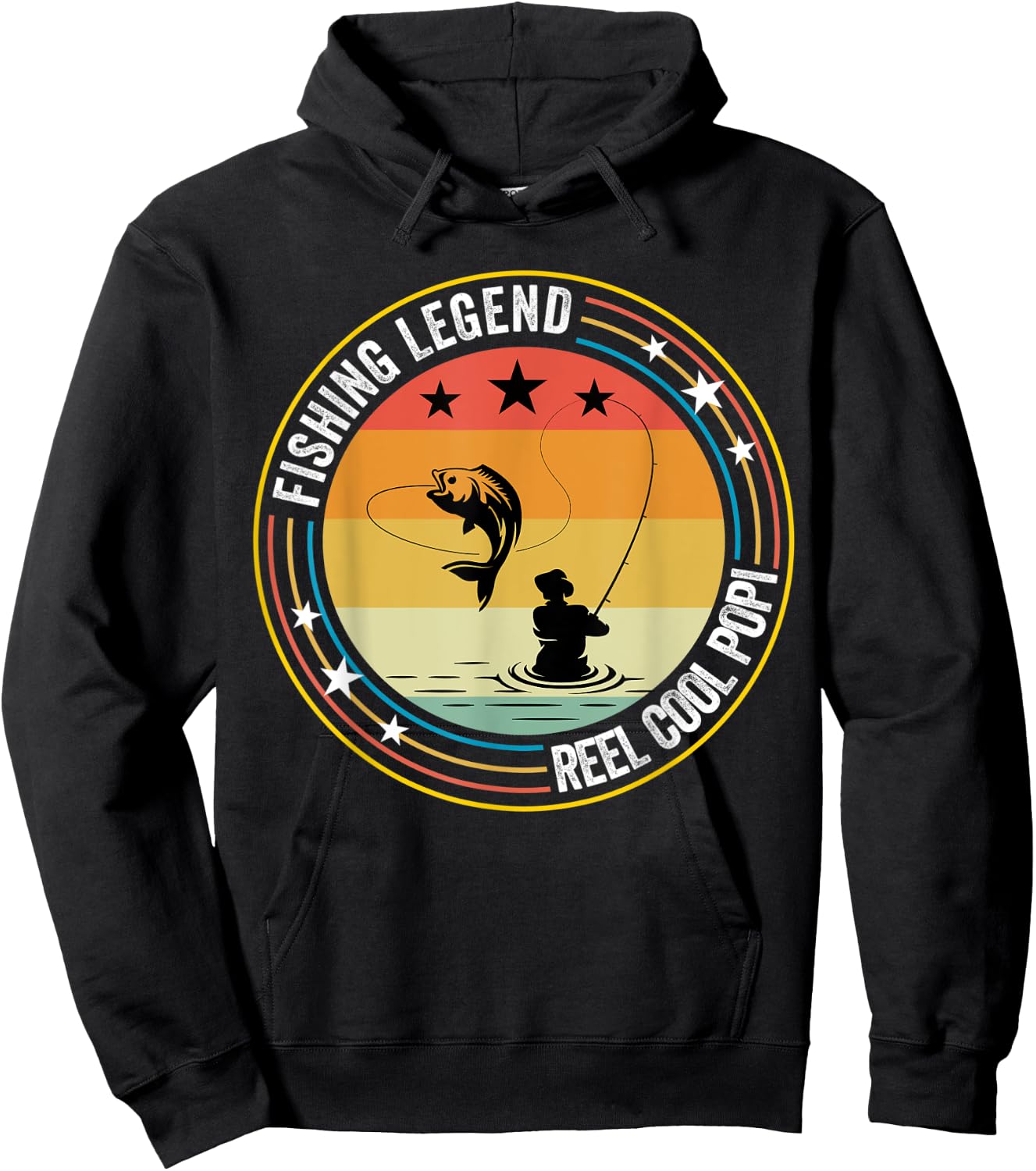 Retro Vintage Reel Cool Popi Fishing Legend Gift Hoodie - Hoodie | Black