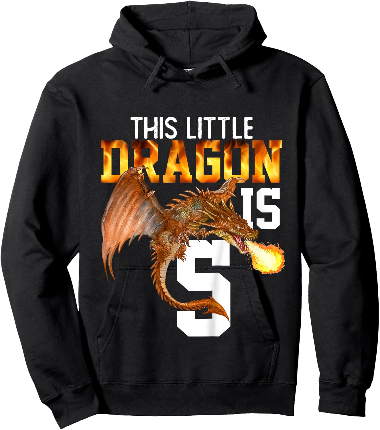 Turning 5 Year Old Birthday Gift Boy Dragon 5th Bday Girl Hoodie - Hoodie | Black