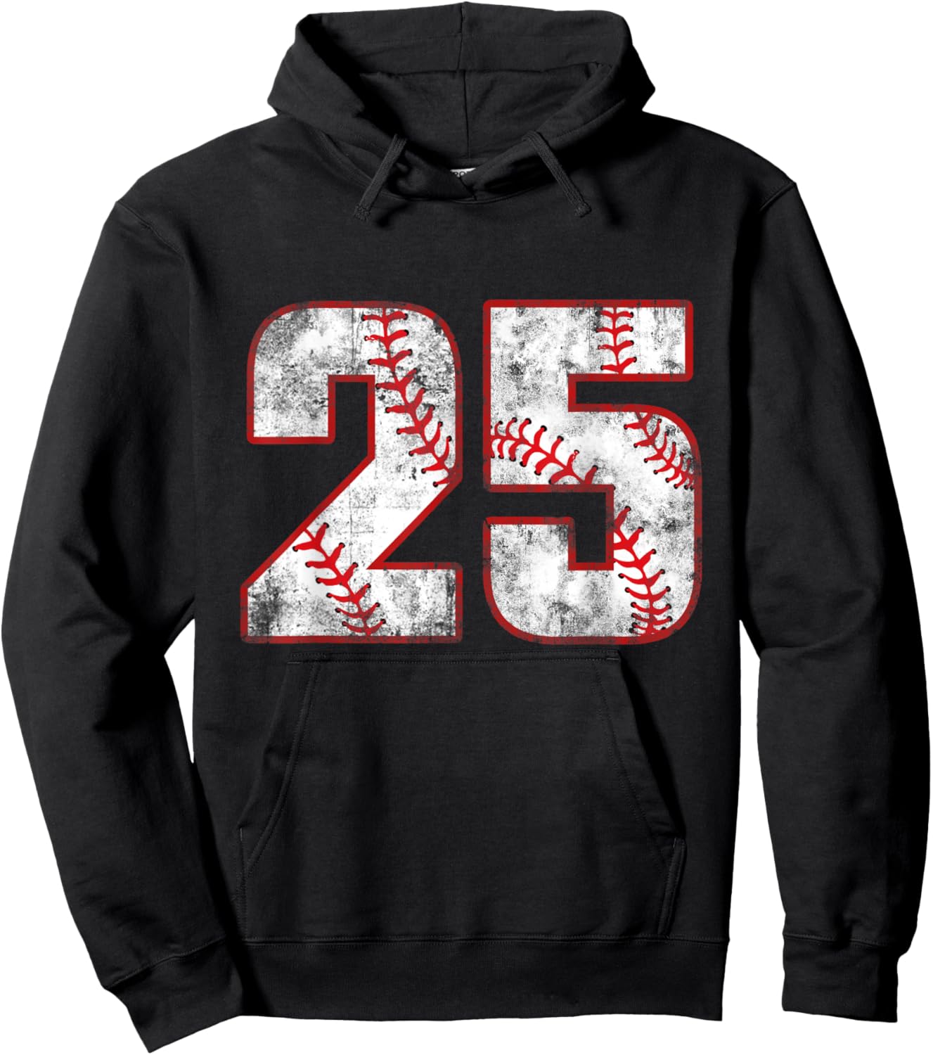 Vintage Baseball 25 Jersey Number Hoodie - Hoodie | Black