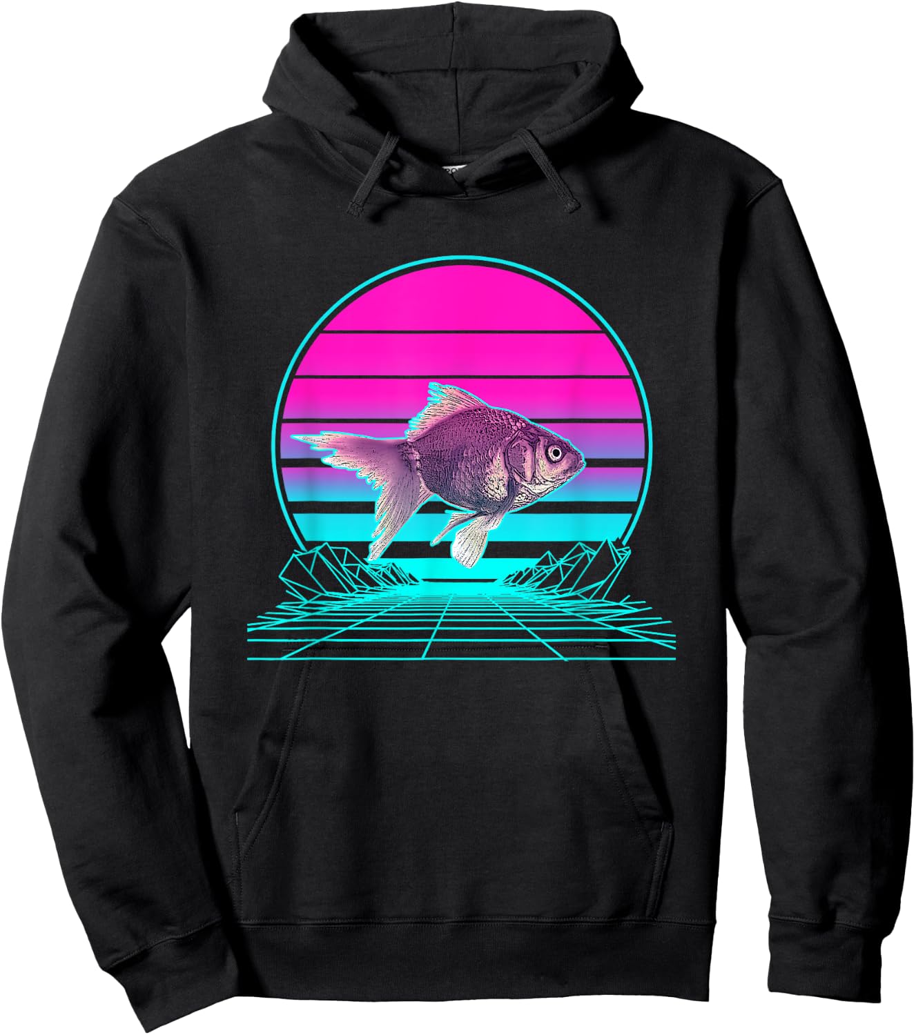 Vintage Retro Sunset Goldfish Hoodie - Hoodie | Black