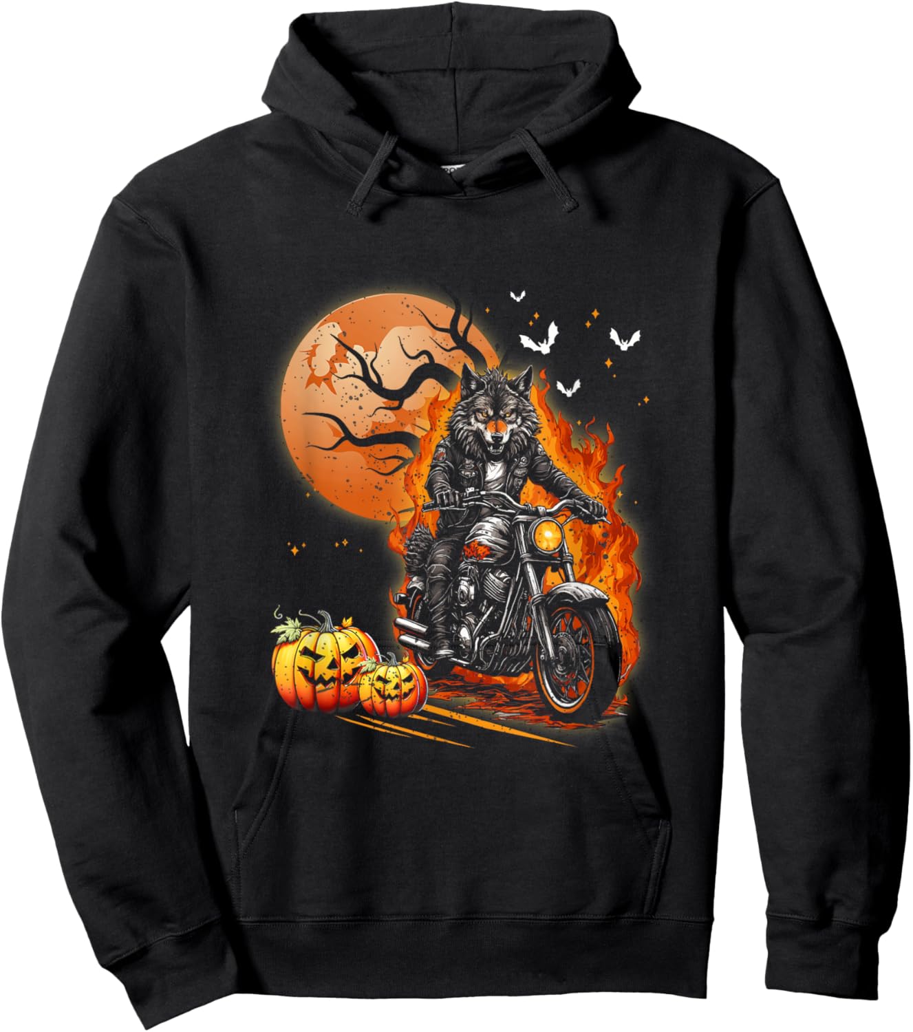 Werewolf Biker For Motorcycle Lovers Halloween Costume Hoodie - Hoodie | Black
