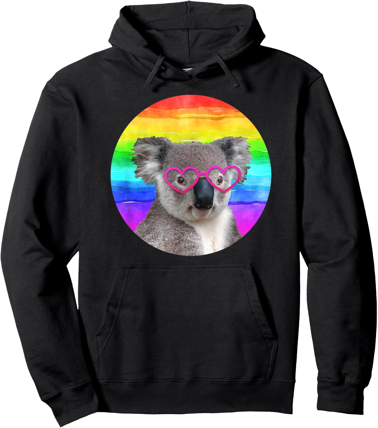Koala Bear Rainbow Pink Heart Glasses Funny Cute Animal Hoodie - Hoodie | Black