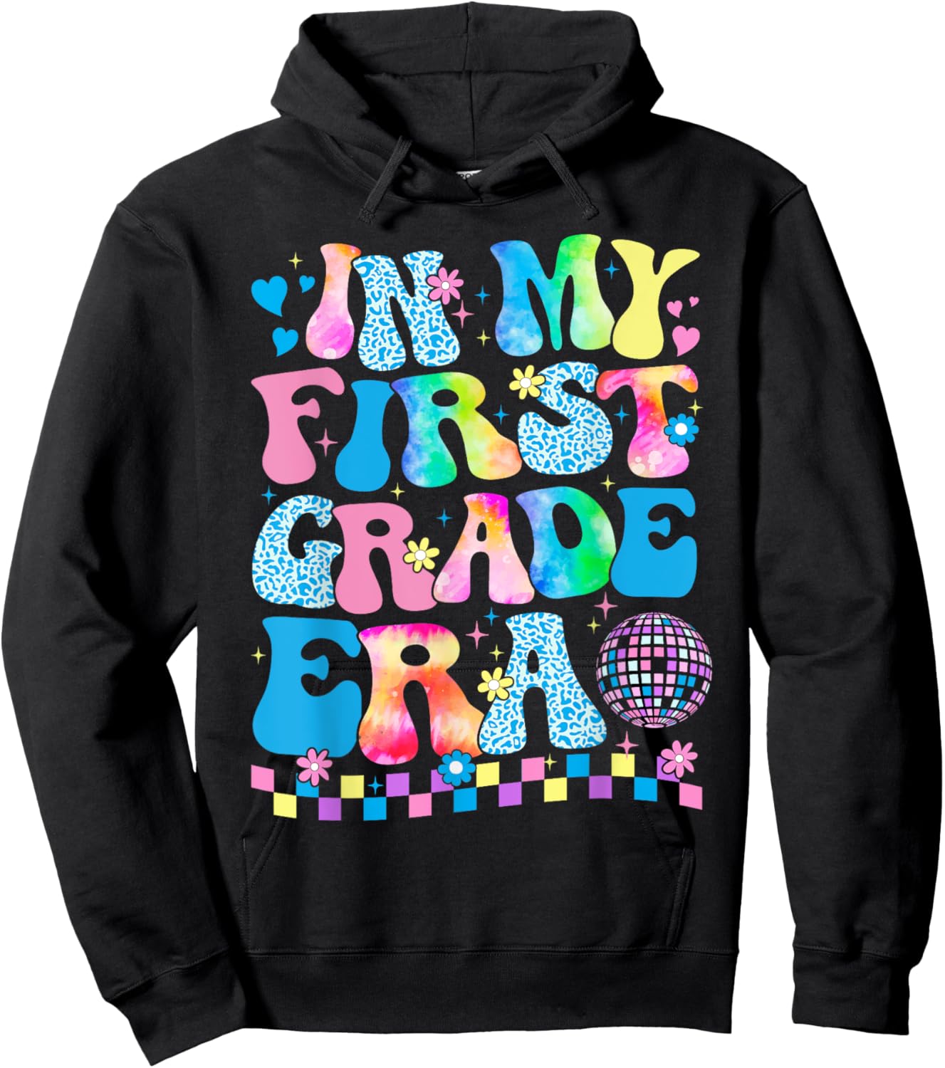 In My First Grade Era Groovy Back To School Teachers Kids Hoodie - Hoodie | Black