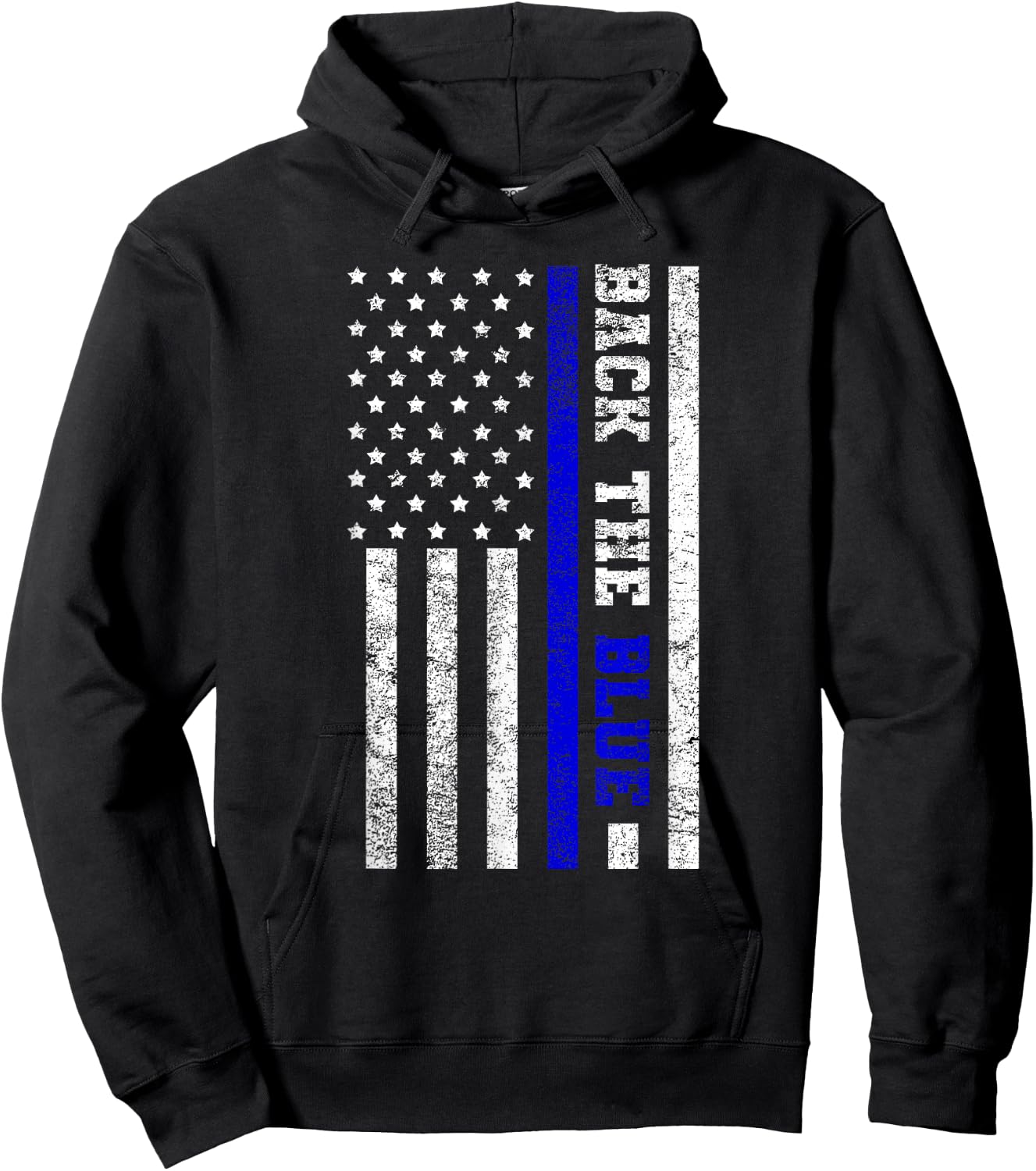 Back The Blue USA Flag Blue Line United States Police Gift Hoodie - Hoodie | Black