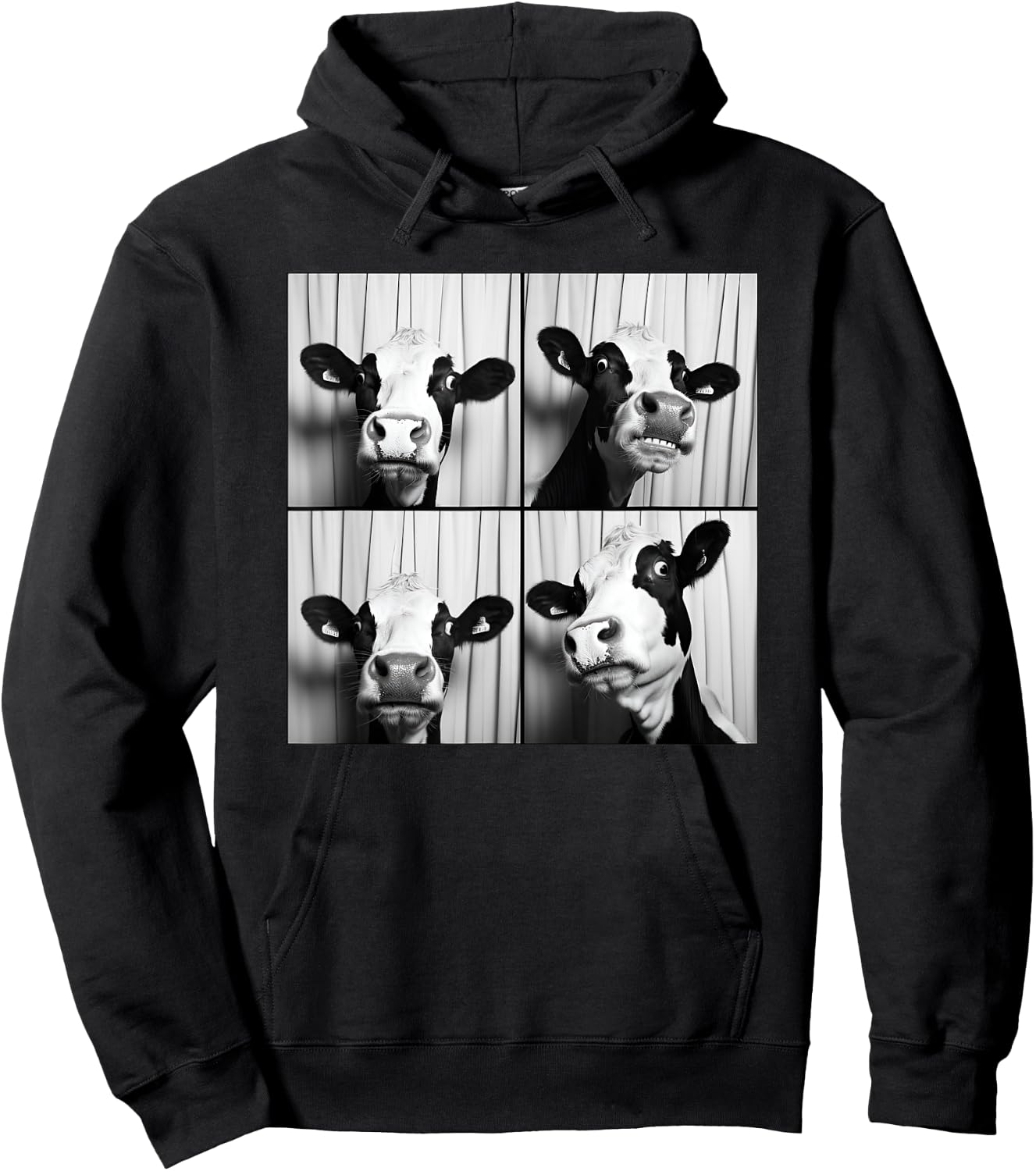 Cow Face Portrait Quirky Farmyard Farmer Funny Farm Animal Hoodie - Hoodie | Black
