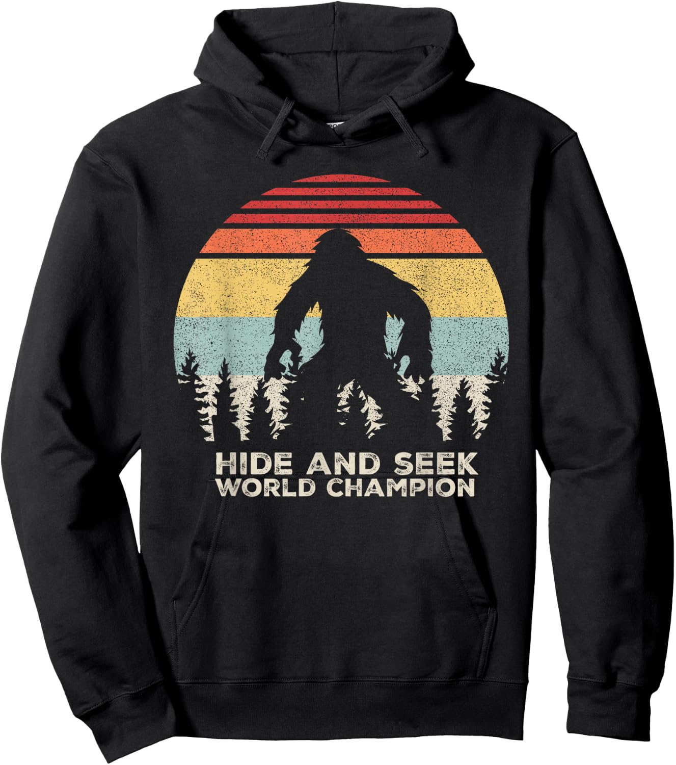 Retro Hide & Seek Champion Shirt Funny Sasquatch Bigfoot Hoodie - Hoodie | Black