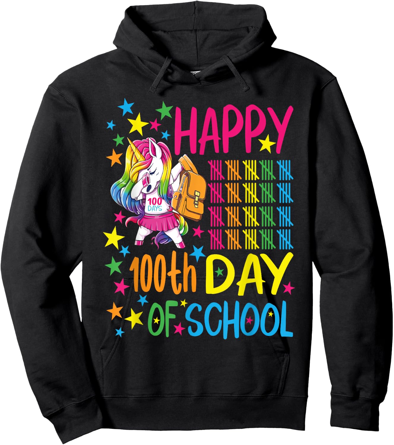 Happy 100th Day Of School Unicorn Hoodie - Hoodie | Black