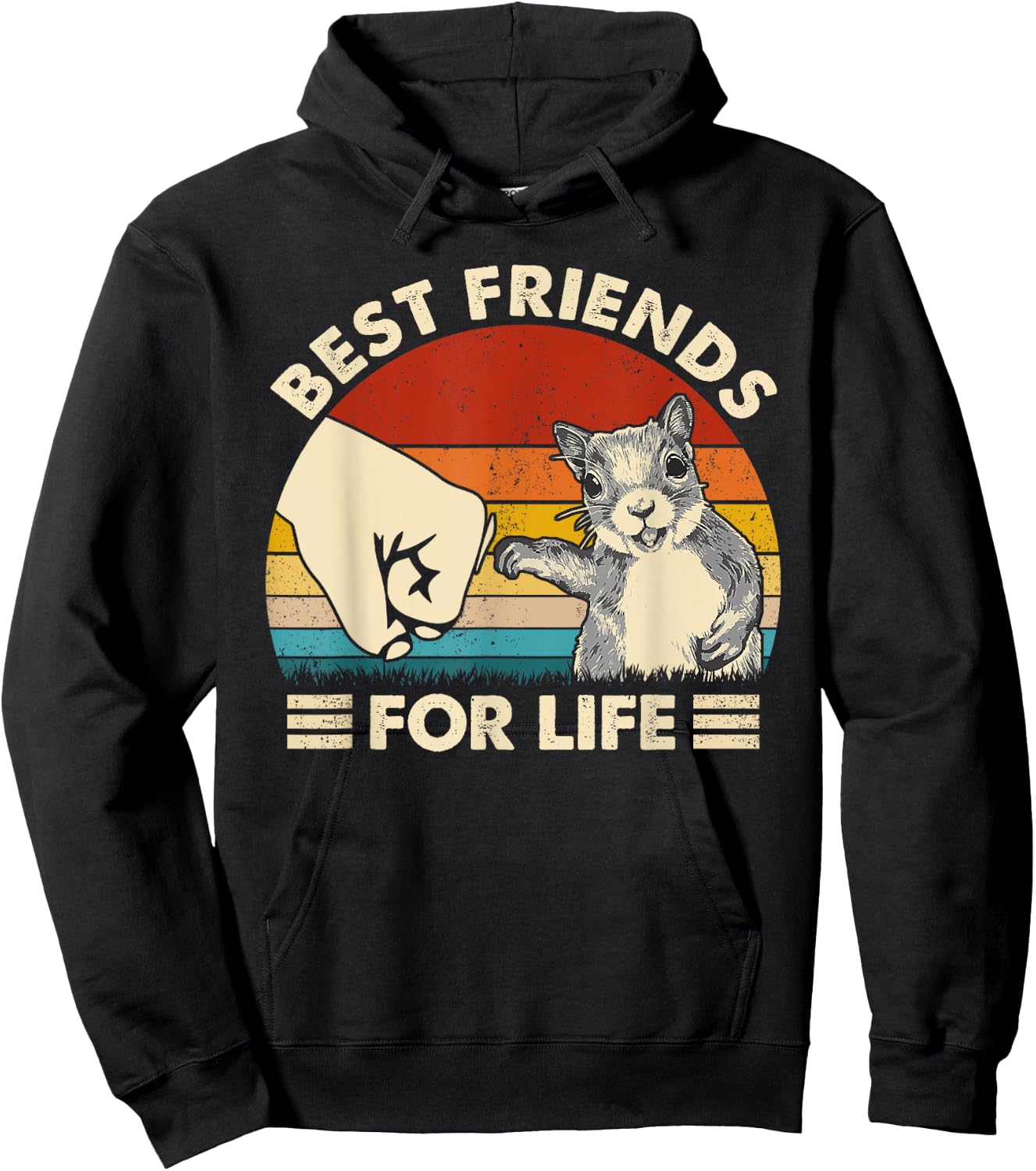 Retro Vintage Squirrel Best Friend For Life Fist Bump Hoodie - Hoodie | Black