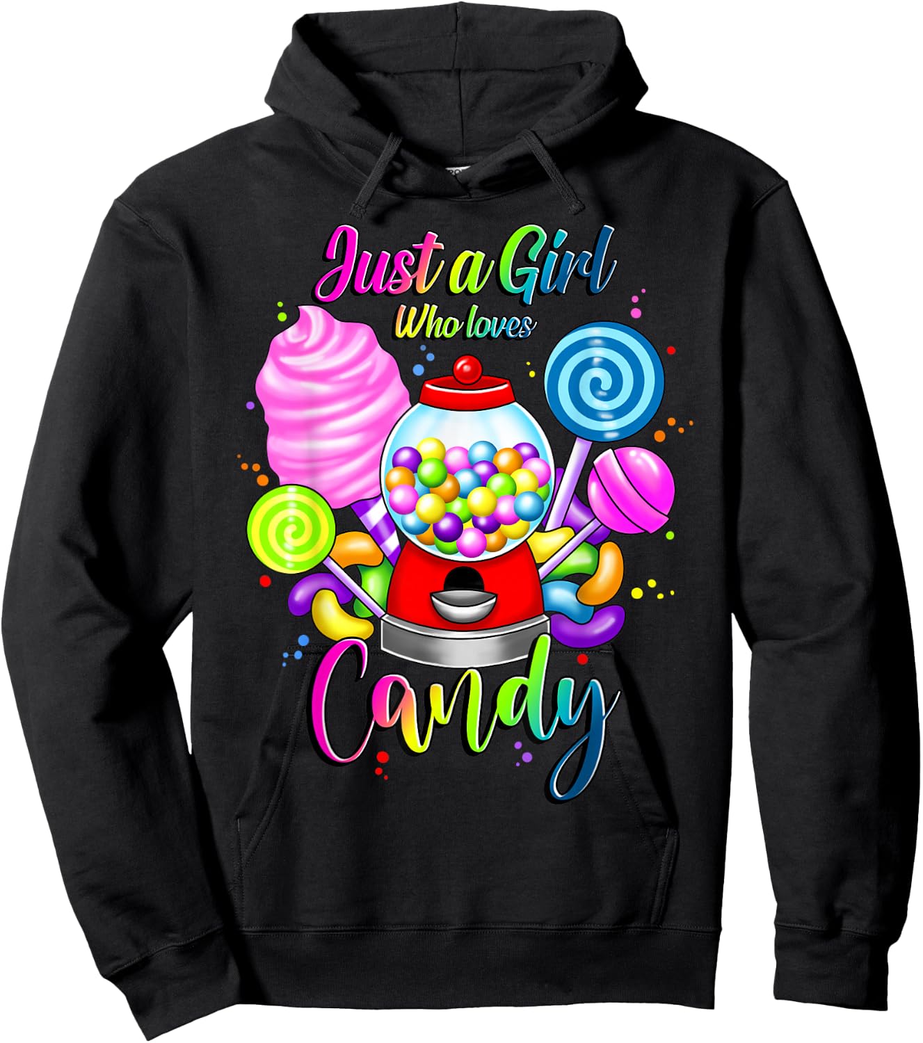 Just A Girl Who Loves Candy, Rainbow Sweets Tester Gift Hoodie - Hoodie | Black