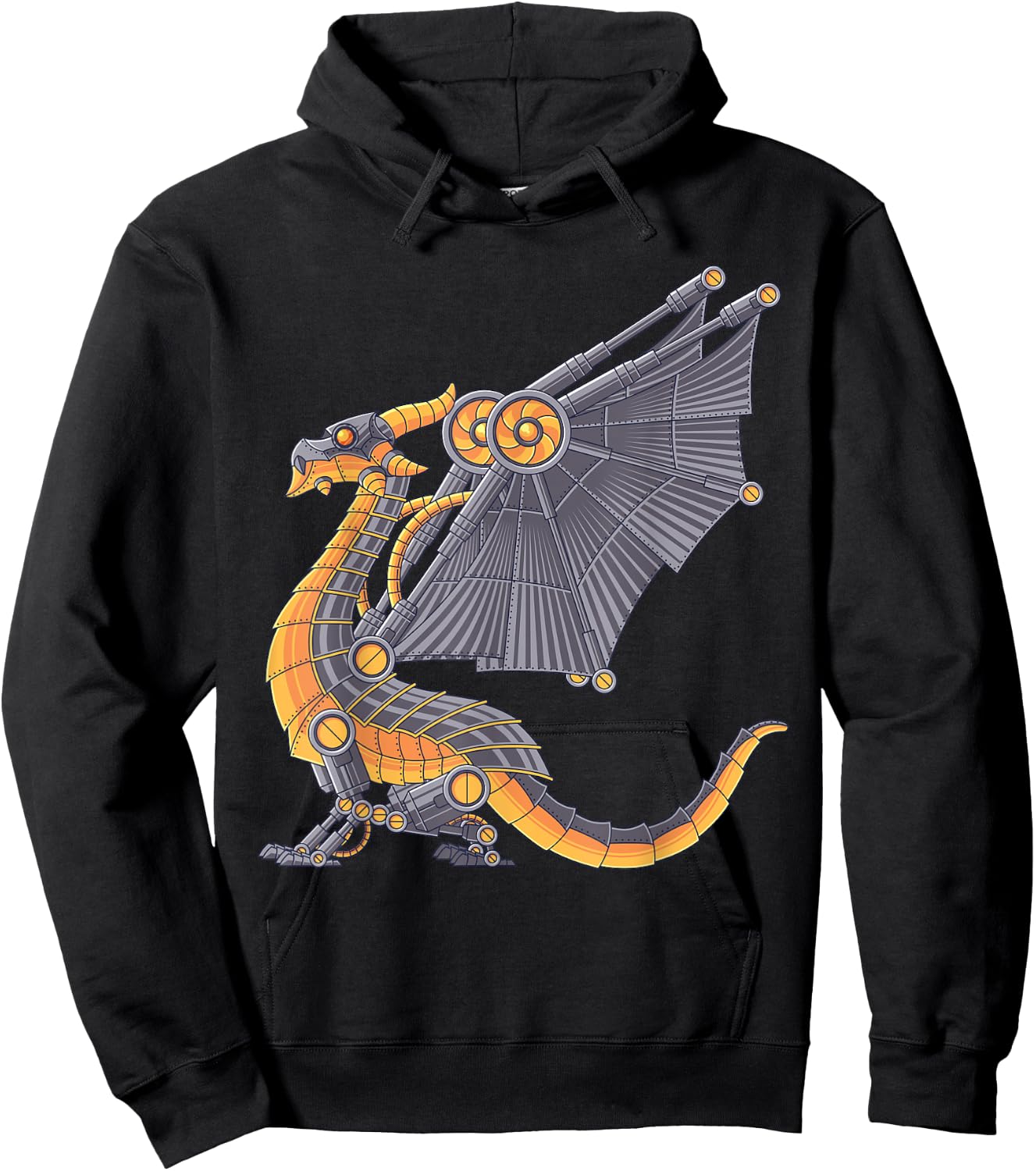 Steampunk Dragon Mechanical Gears Fantasy Industrial Goth Hoodie - Hoodie | Black