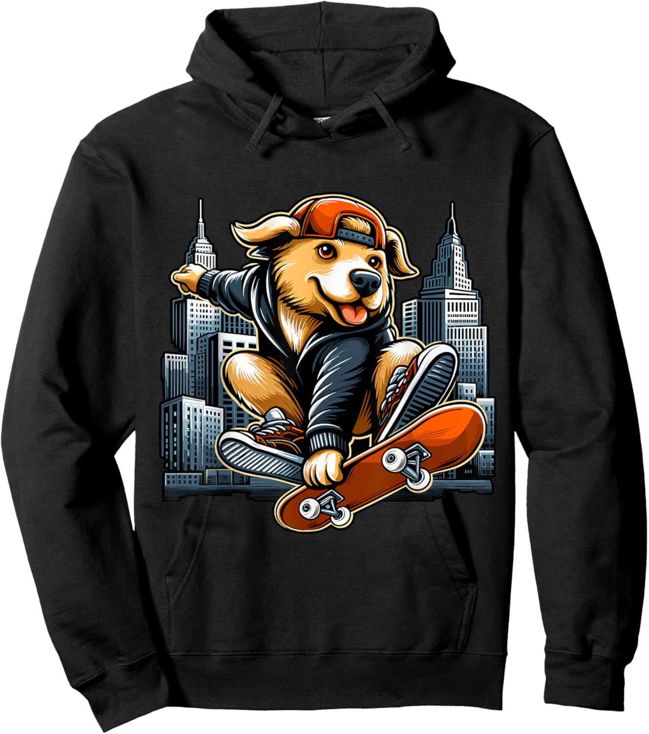 Skateboarding Dog Cool Skater Pup Women Kids Hoodie - Hoodie | Black