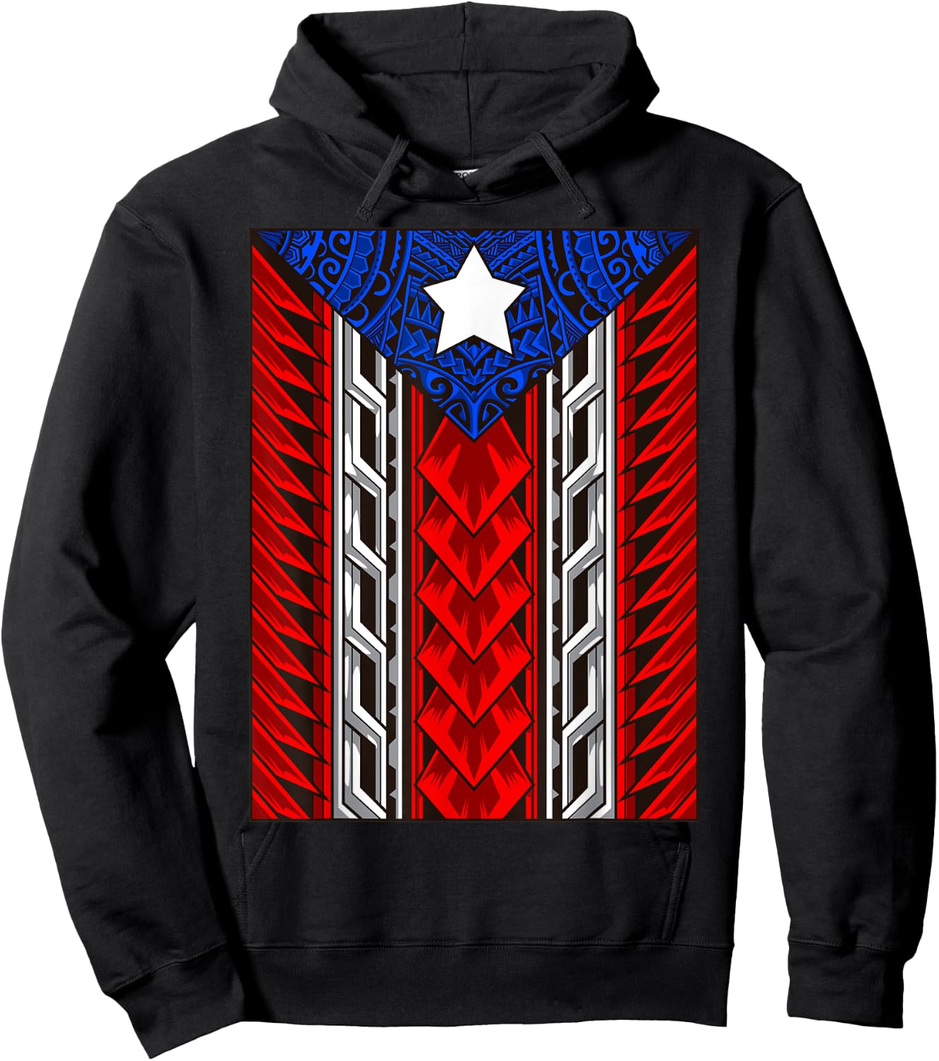Puerto Rican Tribal Flag - Modern Boricua - Puerto Rico Hoodie - Hoodie | Black