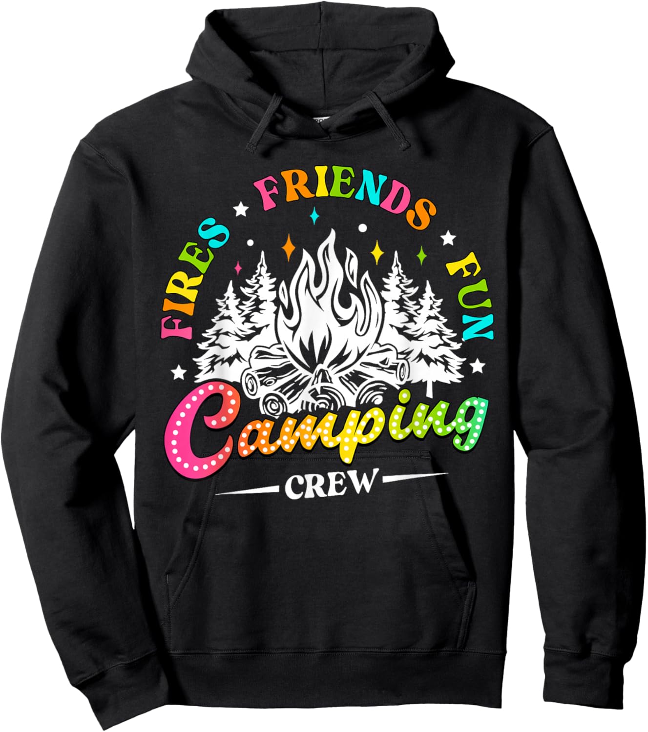 Camping Crew Fires Friends Fun Summer Vibes Camper Women Men Hoodie - Hoodie | Black